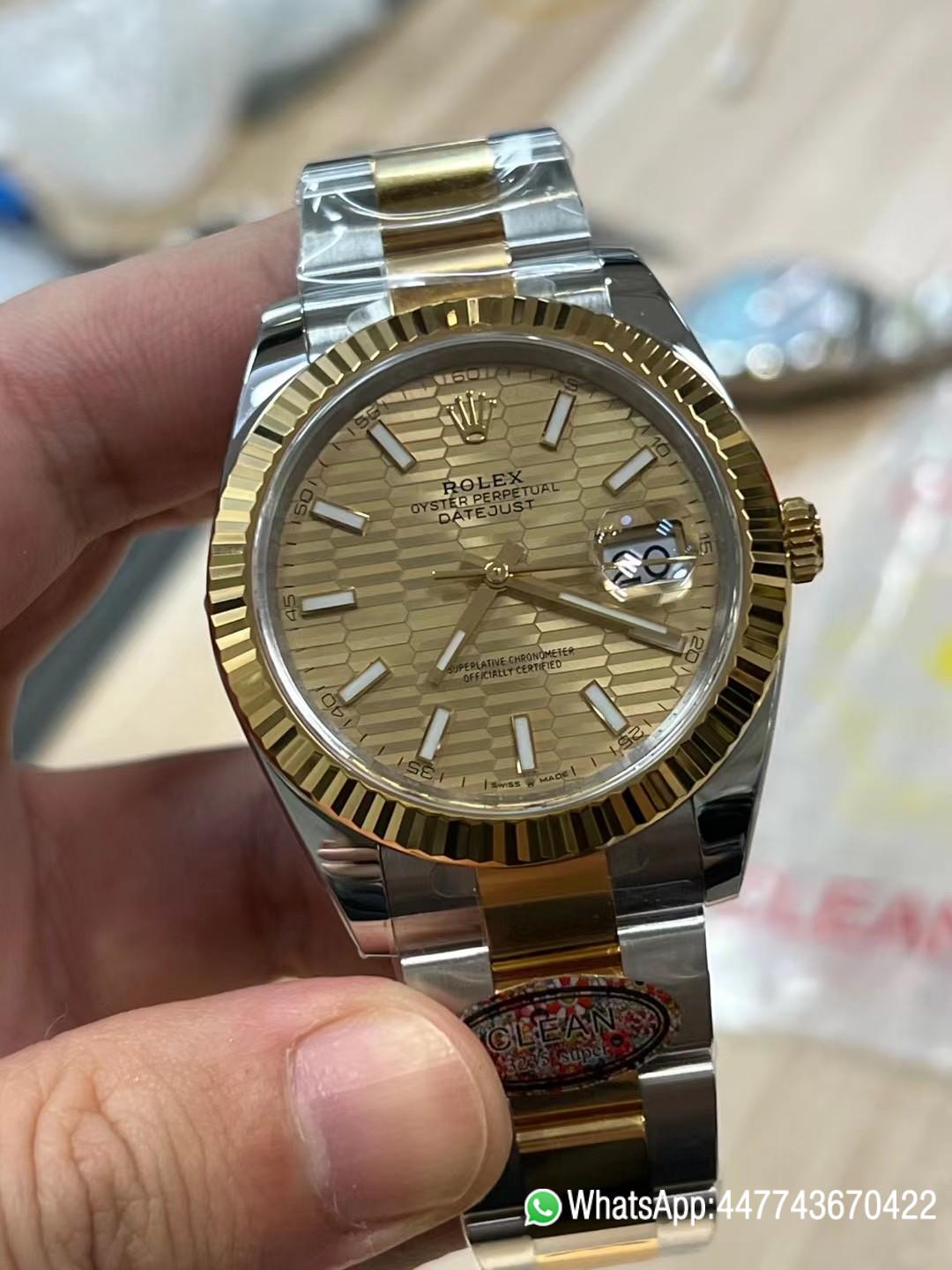 Super Clone Watches Rolex DateJust 41mm m126333 0021 Yellow Gold Motif Dial Oyster Bracelet 3235 Movement 04 Super Clone Watches Rolex DateJust 41mm m126333 0021 Yellow Gold Motif Dial Oyster Bracelet 3235 Movement 04