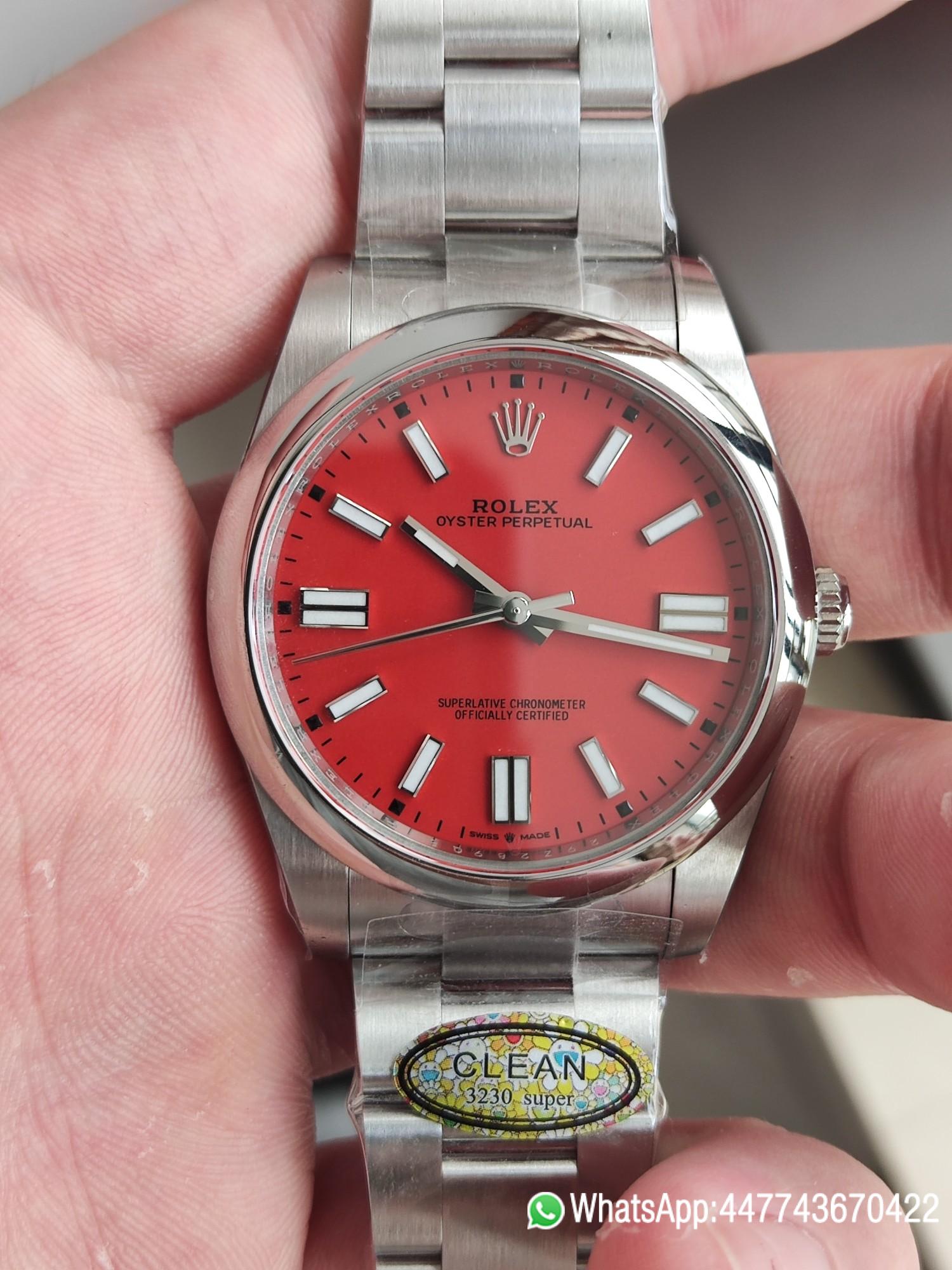 Super Clone Watches Rolex Oyster Perpetual CF OP 124300 41mm 904L Stainless Steel Red Dial VR3230 01 Super Clone Watches Rolex Oyster Perpetual CF OP 124300 41mm 904L Stainless Steel Red Dial VR3230 01