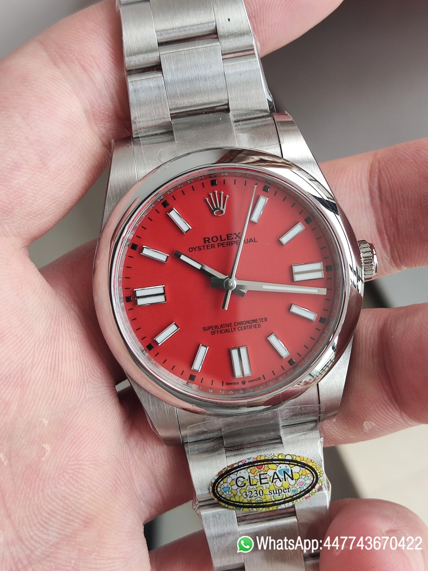 Super Clone Watches Rolex Oyster Perpetual CF OP 124300 41mm 904L Stainless Steel Red Dial VR3230 02 Super Clone Watches Rolex Oyster Perpetual CF OP 124300 41mm 904L Stainless Steel Red Dial VR3230 02