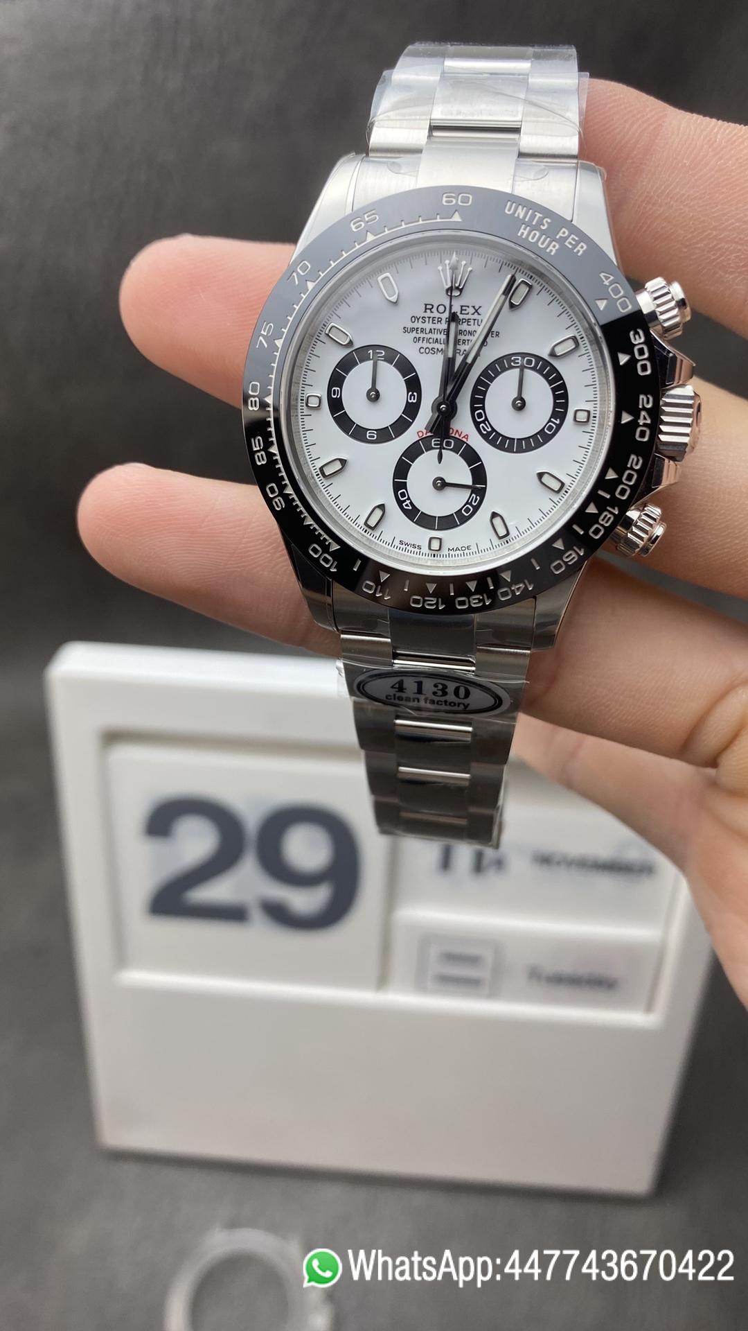 Super Clone 11 Daytona 116500 904L SS Case and Bracelet White Dial SA4130 V2 Clean Factory 11 Daytona 116500 904L SS Case and Bracelet White Dial SA4130 V2