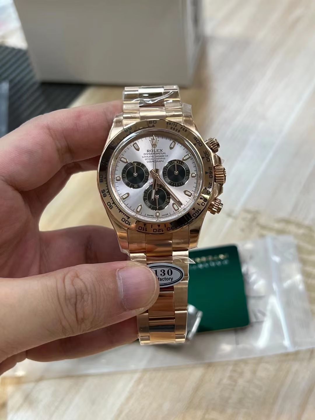 Victory Factory Daytona 116505 Rose Gold Case Bracelet Silver Dail Black Chrono Dial DD4130 Superclone Movement 01 Clean Factory Daytona 116505 Rose Gold Case Bracelet Silver Dail Black Chrono Dial DD4130 Superclone Movement 01