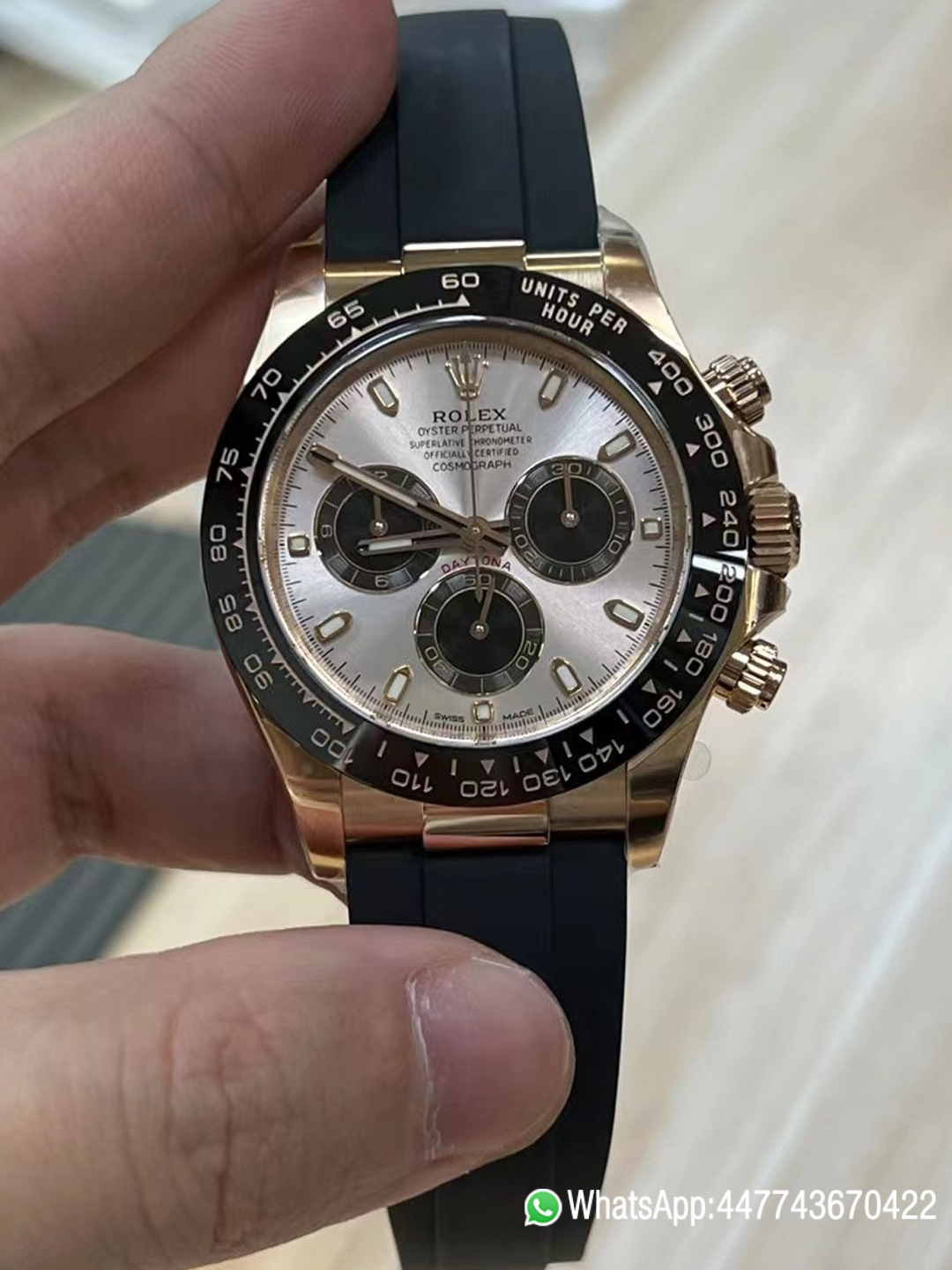 Super Clone Daytona 116515 Rose Gold Case Black Ceramic Bezel Sundust Dial Black Sub Dial Oysterflex Strap DD4130 Movement 00 Super Clone Daytona 116515 Rose Gold Case Black Ceramic Bezel Sundust Dial Black Sub Dial Oysterflex Strap DD4130 Movement 00