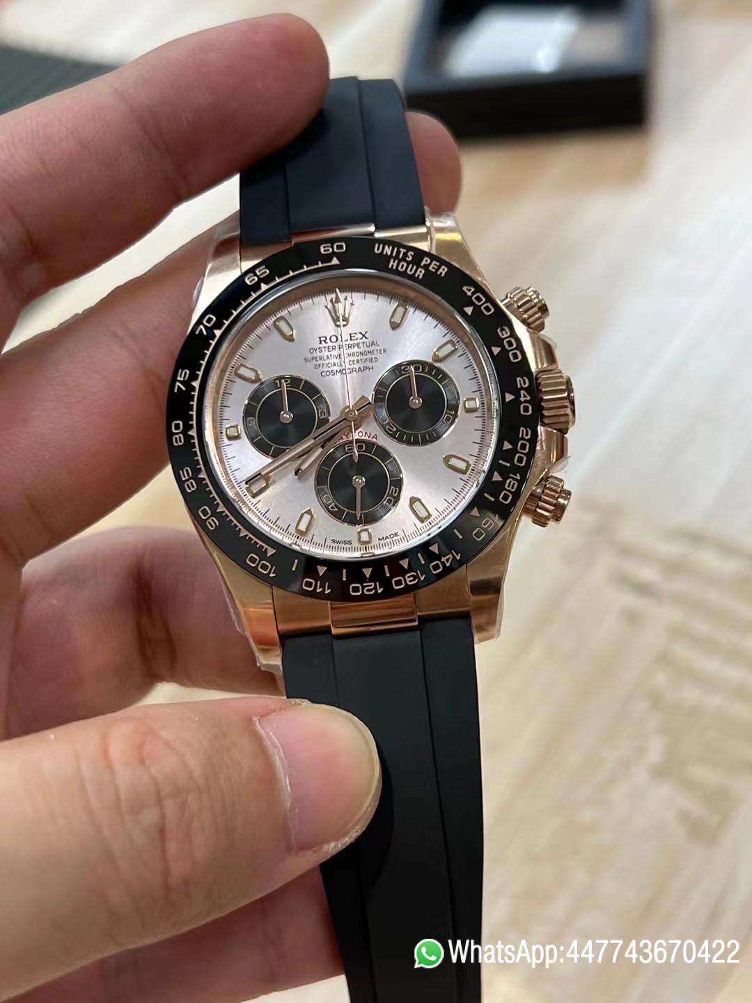Super Clone Daytona 116515 Rose Gold Case Black Ceramic Bezel Sundust Dial Black Sub Dial Oysterflex Strap DD4130 Movement 02 Super Clone Daytona 116515 Rose Gold Case Black Ceramic Bezel Sundust Dial Black Sub Dial Oysterflex Strap DD4130 Movement 02