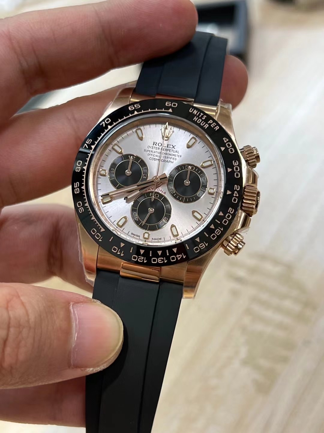 Victory Factory Daytona 116515 Rose Gold Case Black Ceramic Bezel Sundust Dial Black Sub Dial Oysterflex Strap DD4130 Movement 03 Clean Factory Daytona 116515 Rose Gold Case Black Ceramic Bezel Sundust Dial Black Sub Dial Oysterflex Strap DD4130 Movement 03