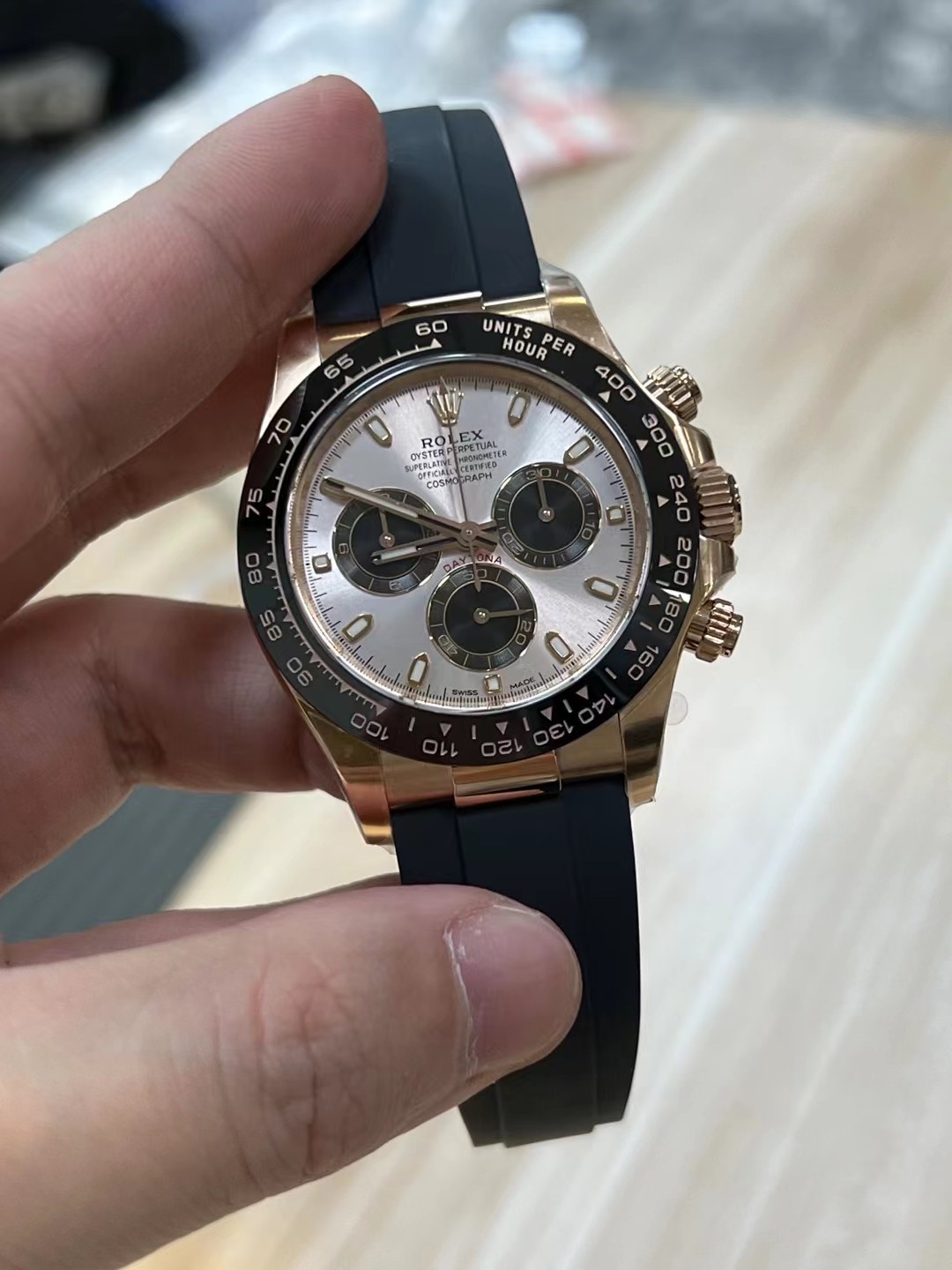 Victory Factory Daytona 116515 Rose Gold Case Black Ceramic Bezel Sundust Dial Black Sub Dial Oysterflex Strap DD4130 Movement 05 Clean Factory Daytona 116515 Rose Gold Case Black Ceramic Bezel Sundust Dial Black Sub Dial Oysterflex Strap DD4130 Movement 05