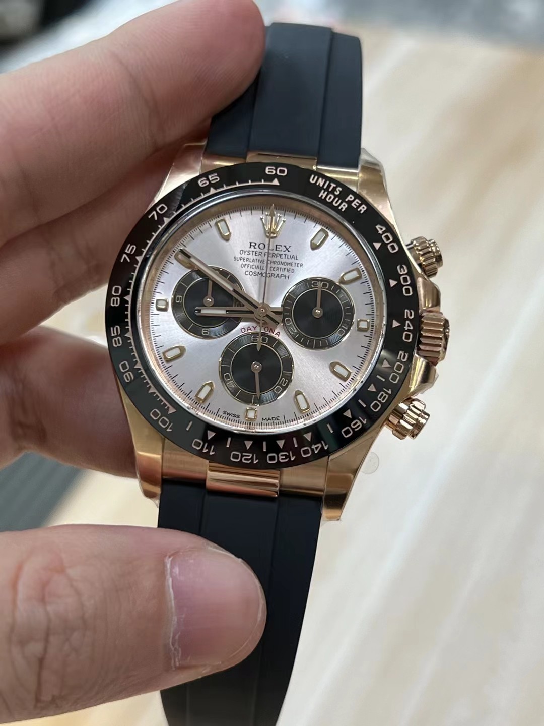 Victory Factory Daytona 116515 Rose Gold Case Black Ceramic Bezel Sundust Dial Black Sub Dial Oysterflex Strap DD4130 Movement 06 Clean Factory Daytona 116515 Rose Gold Case Black Ceramic Bezel Sundust Dial Black Sub Dial Oysterflex Strap DD4130 Movement 06