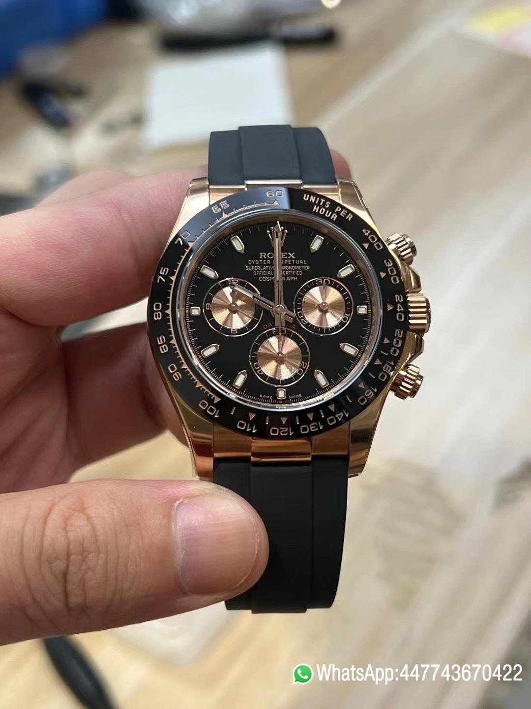 Super Clone Daytona 116515 Rose Gold Case Black Dial Pink Chrono Dial Black Ceramica Bezel DD4130 Movement Oysterflex Strap 01 Super Clone Daytona 116515 Rose Gold Case Black Dial Pink Chrono Dial Black Ceramica Bezel DD4130 Movement Oysterflex Strap 01