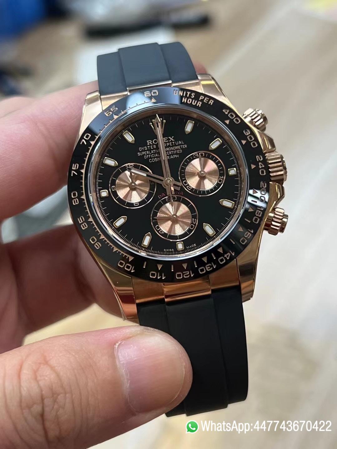 Super Clone Daytona 116515 Rose Gold Case Black Dial Pink Chrono Dial Black Ceramica Bezel DD4130 Movement Oysterflex Strap 02 Super Clone Daytona 116515 Rose Gold Case Black Dial Pink Chrono Dial Black Ceramica Bezel DD4130 Movement Oysterflex Strap 02