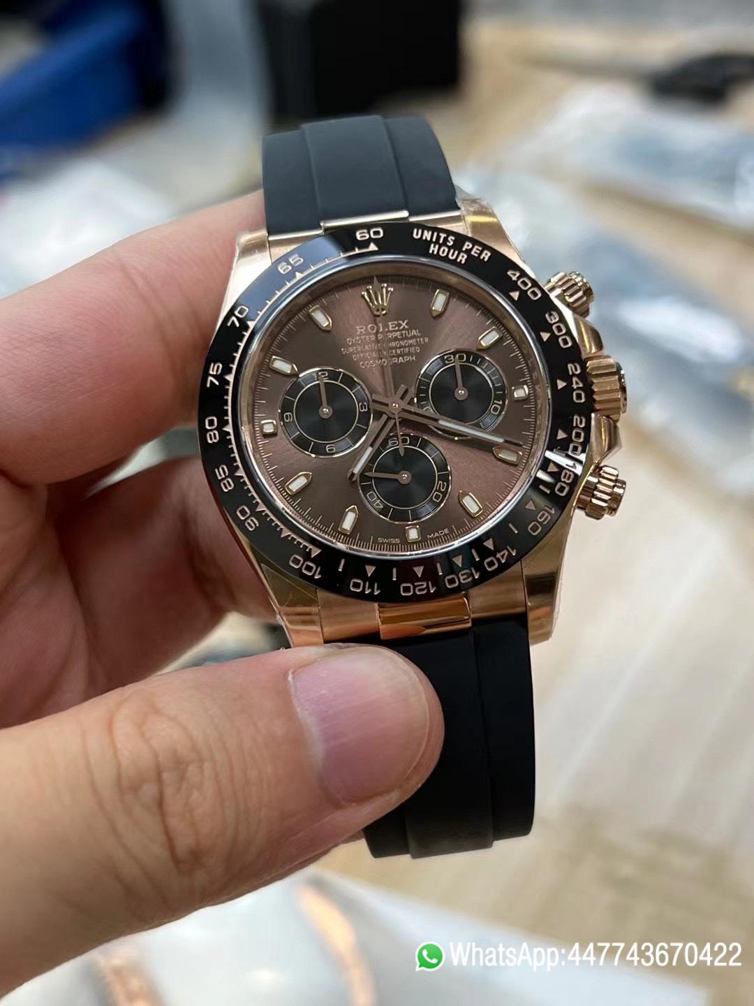 Super Clone Daytona 116515 Rose Gold Case Chocolate Dial Black Chrono Dial DanDong 4130 Movement Oysterflex Strap 02 Super Clone Daytona 116515 Rose Gold Case Chocolate Dial Black Chrono Dial DanDong 4130 Movement Oysterflex Strap 02