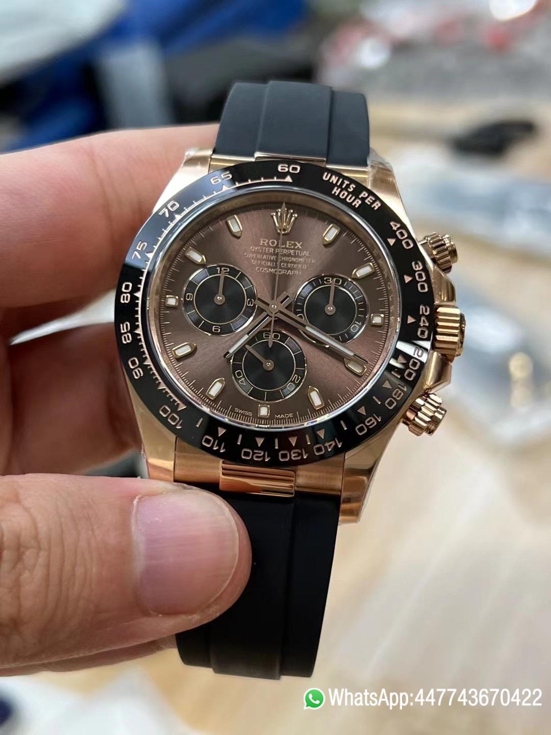 Super Clone Daytona 116515 Rose Gold Case Chocolate Dial Black Chrono Dial DanDong 4130 Movement Oysterflex Strap 03 Super Clone Daytona 116515 Rose Gold Case Chocolate Dial Black Chrono Dial DanDong 4130 Movement Oysterflex Strap 03