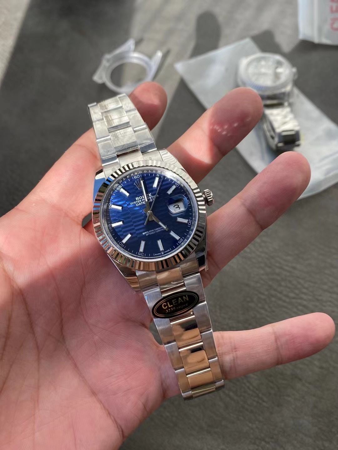 Victory Factory Rolex DateJust 41 126334 0031 Bright Blue Fluted Motif Dial on Oyster Bracelet Superclone 3235 Movement 01 Clean Factory Rolex DateJust 41 126334 0031 Bright Blue Fluted Motif Dial on Oyster Bracelet Superclone 3235 Movement 01