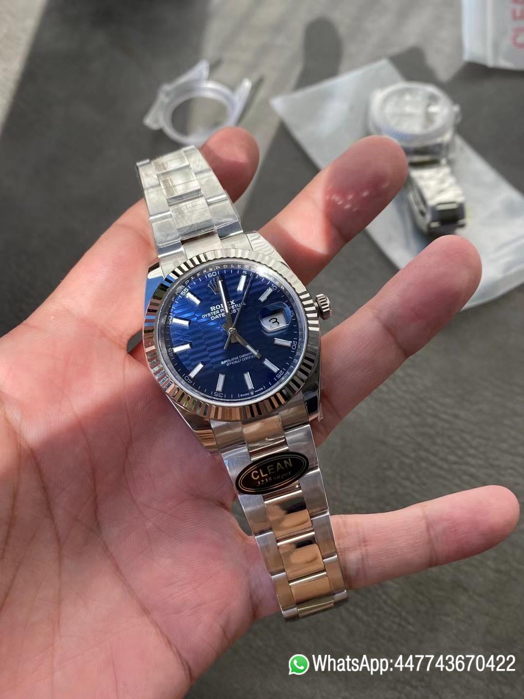 Super Clone Rolex DateJust 41 126334 0031 Bright Blue Fluted Motif Dial on Oyster Bracelet Superclone 3235 Movement 01 Super Clone Rolex DateJust 41 126334 0031 Bright Blue Fluted Motif Dial on Oyster Bracelet Superclone 3235 Movement 01