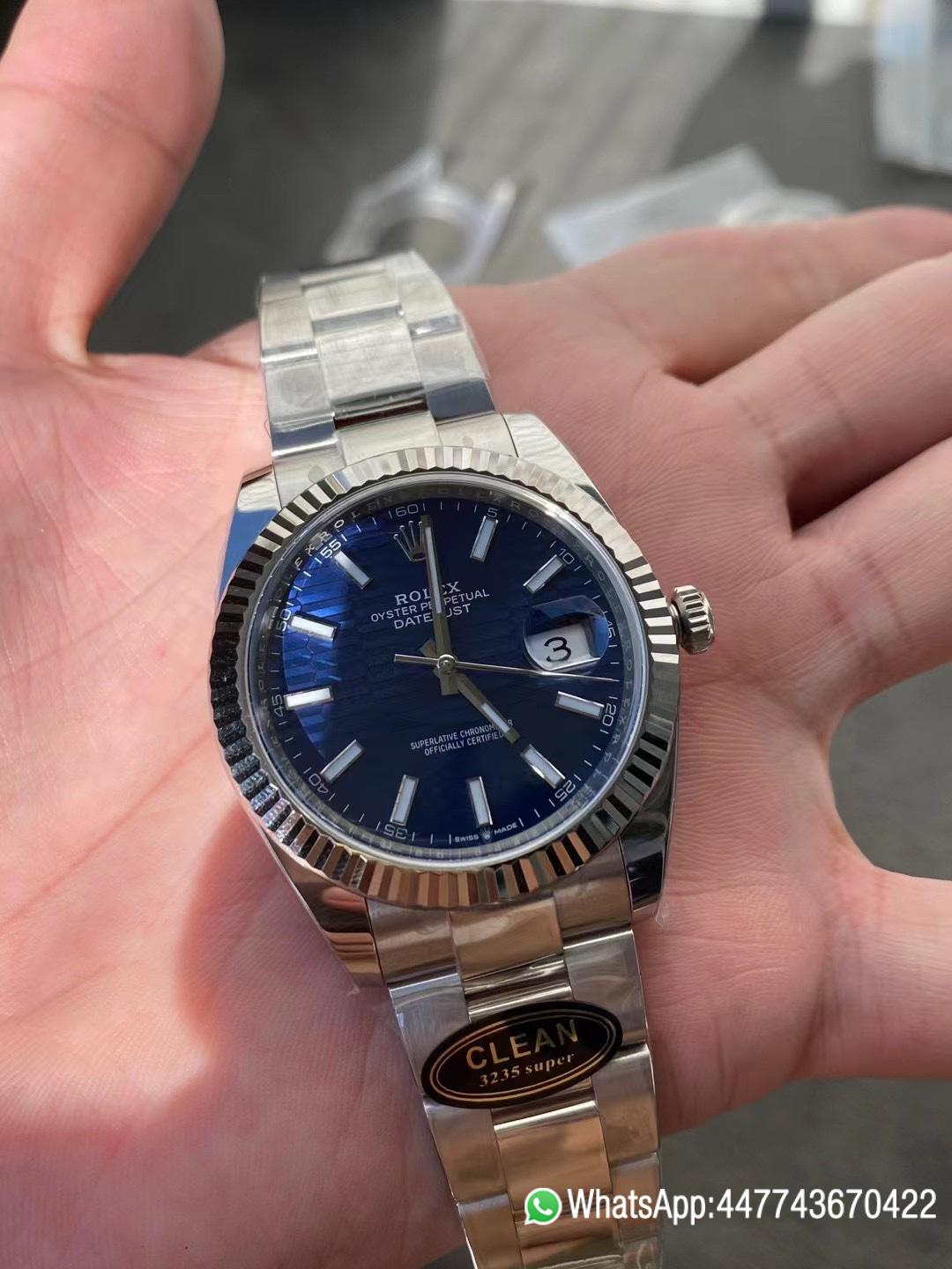 Super Clone Rolex DateJust 41 126334 0031 Bright Blue Fluted Motif Dial on Oyster Bracelet Superclone 3235 Movement 03 Super Clone Rolex DateJust 41 126334 0031 Bright Blue Fluted Motif Dial on Oyster Bracelet Superclone 3235 Movement 03