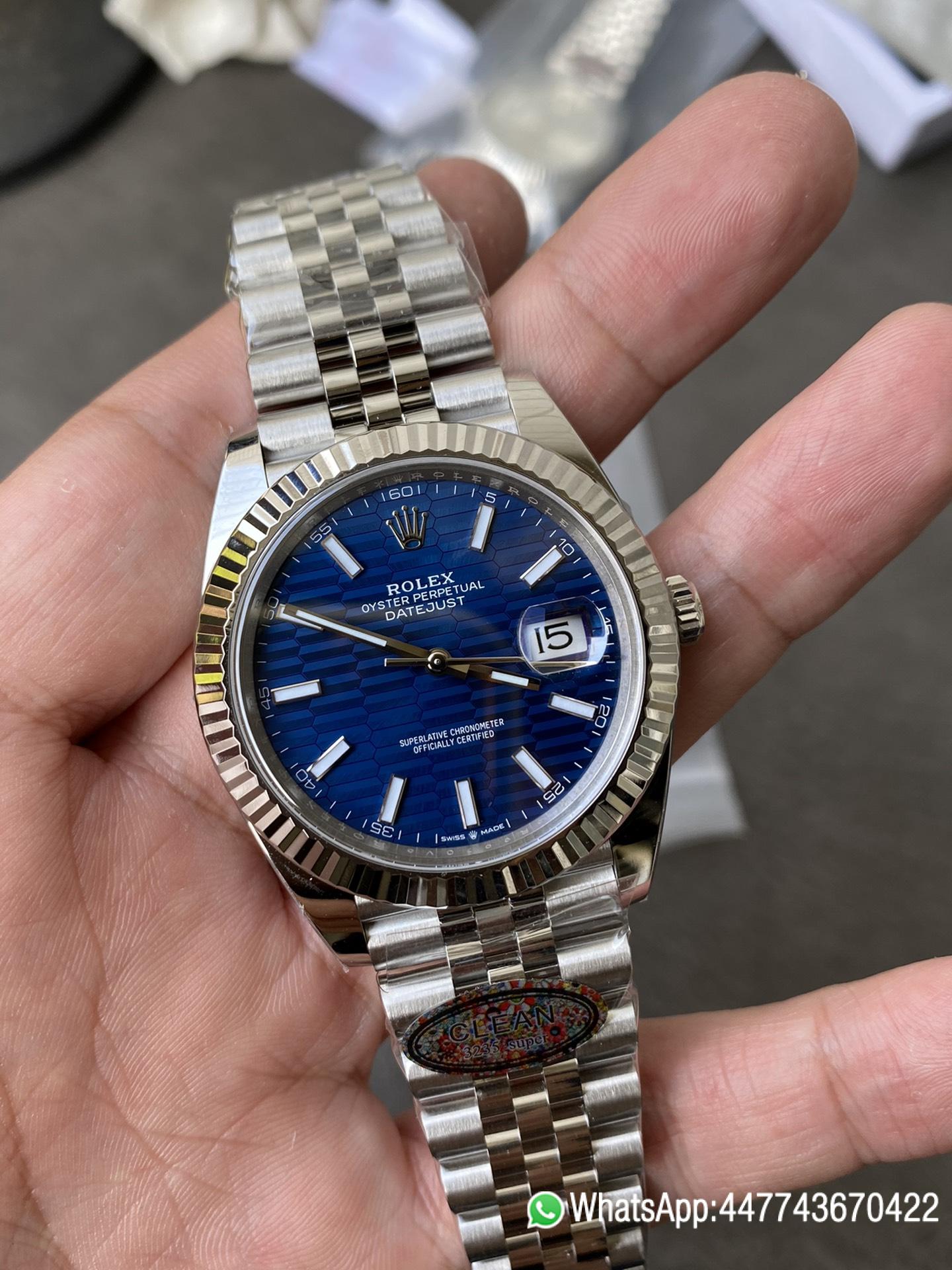 Super Clone Rolex DateJust 41 126334 Bright Blue Fluted Motif Dial on Jubilee Bracelet Superclone 3235 Movement 01 Super Clone Rolex DateJust 41 126334 Bright Blue Fluted Motif Dial on Jubilee Bracelet Superclone 3235 Movement 01