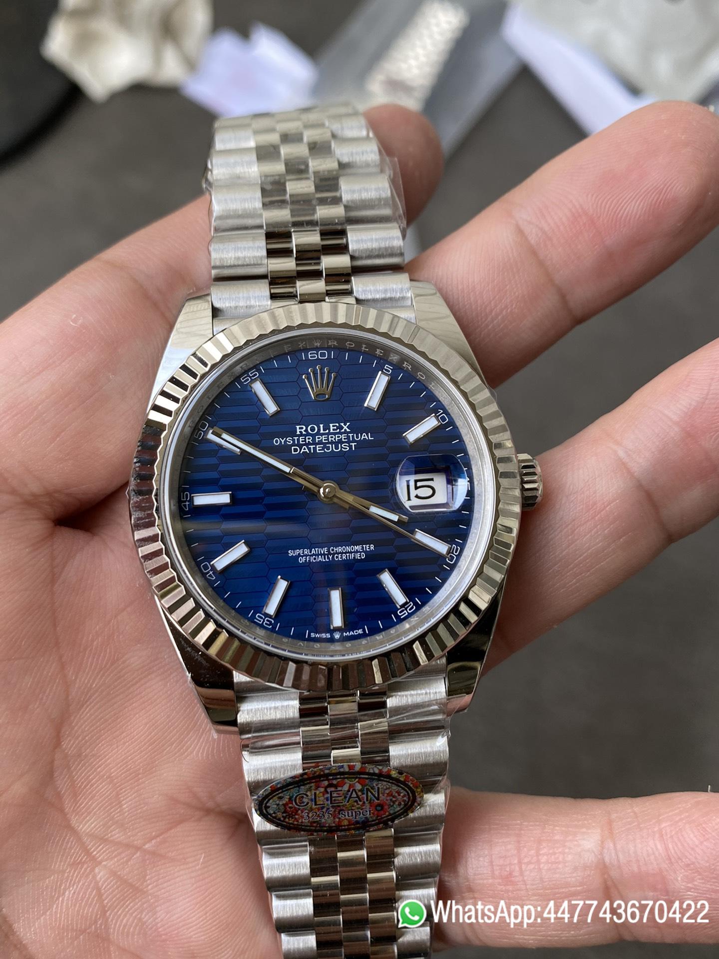 Super Clone Rolex DateJust 41 126334 Bright Blue Fluted Motif Dial on Jubilee Bracelet Superclone 3235 Movement 02 Super Clone Rolex DateJust 41 126334 Bright Blue Fluted Motif Dial on Jubilee Bracelet Superclone 3235 Movement 02