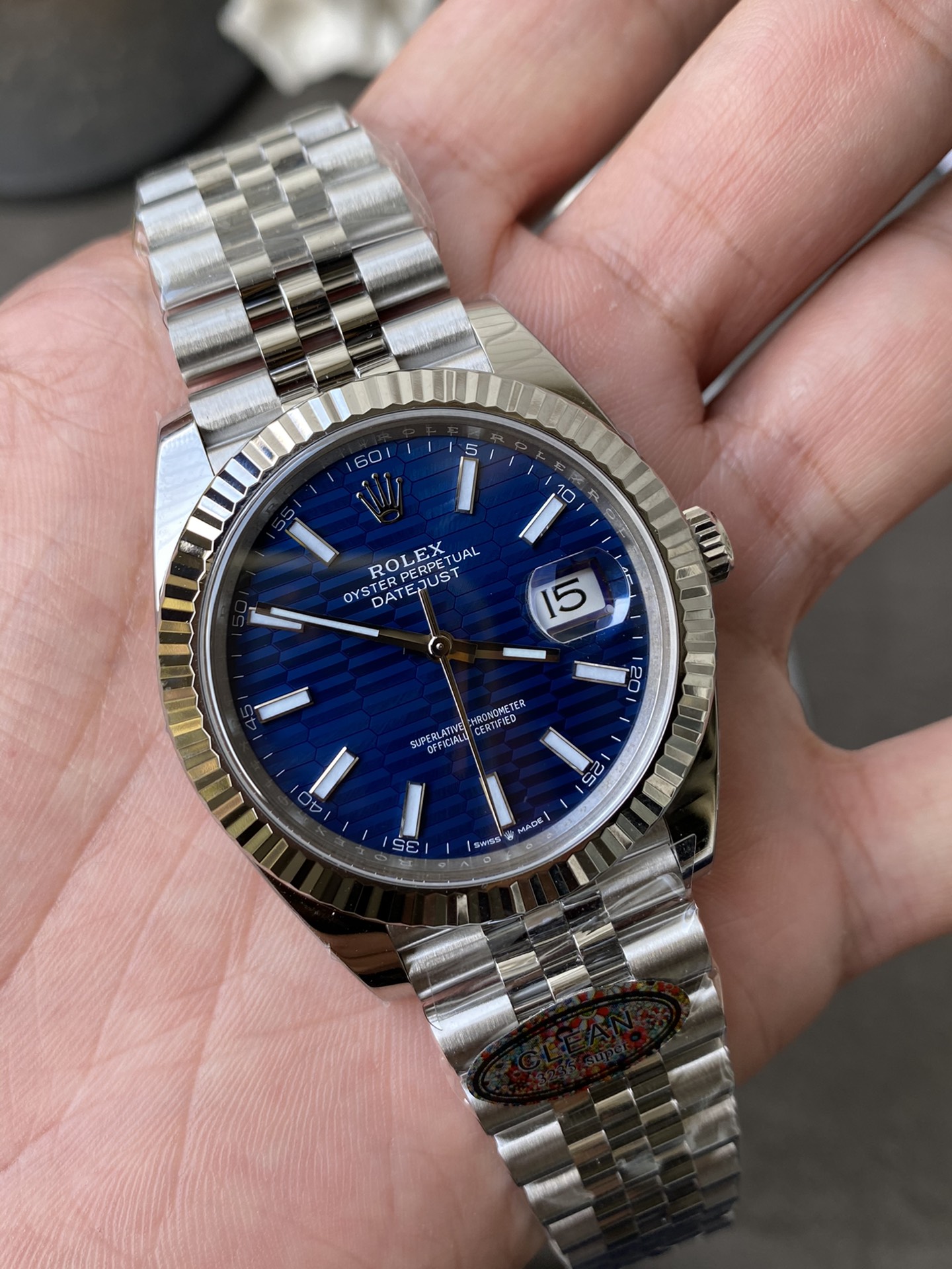 Victory Factory Rolex DateJust 41 126334 Bright Blue Fluted Motif Dial on Jubilee Bracelet Superclone 3235 Movement 03 Clean Factory Rolex DateJust 41 126334 Bright Blue Fluted Motif Dial on Jubilee Bracelet Superclone 3235 Movement 03