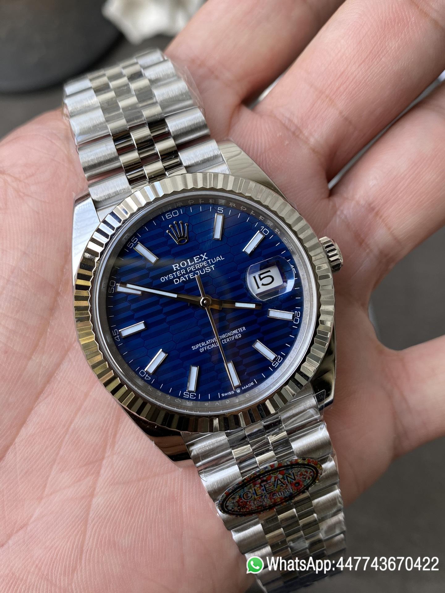 Super Clone Rolex DateJust 41 126334 Bright Blue Fluted Motif Dial on Jubilee Bracelet Superclone 3235 Movement 03 Super Clone Rolex DateJust 41 126334 Bright Blue Fluted Motif Dial on Jubilee Bracelet Superclone 3235 Movement 03