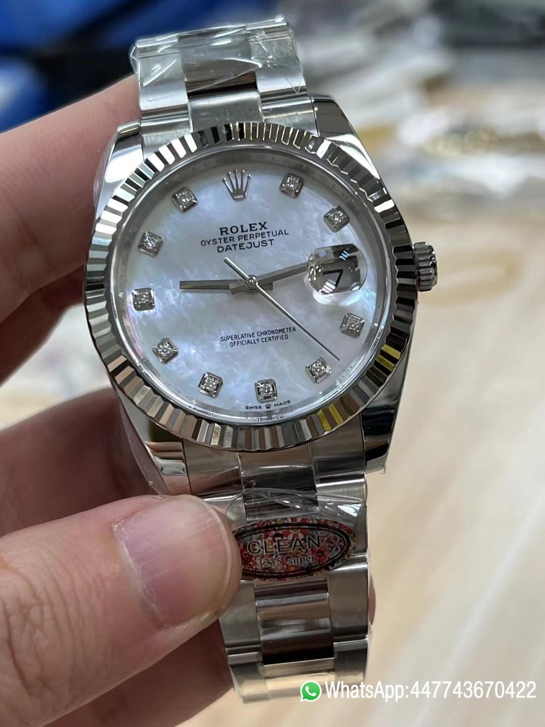 Super Clone Rolex Datejust 41 m126334 0019 White MOP Dial with Diamonds Markers Oyster Bracelet 02 Super Clone Rolex Datejust 41 m126334 0019 White MOP Dial with Diamonds Markers Oyster Bracelet 02