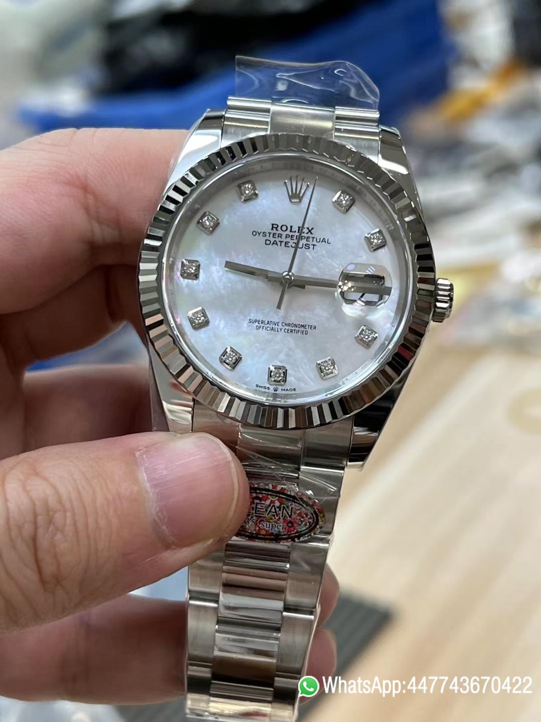 Super Clone Rolex Datejust 41 m126334 0019 White MOP Dial with Diamonds Markers Oyster Bracelet 03 Super Clone Rolex Datejust 41 m126334 0019 White MOP Dial with Diamonds Markers Oyster Bracelet 03