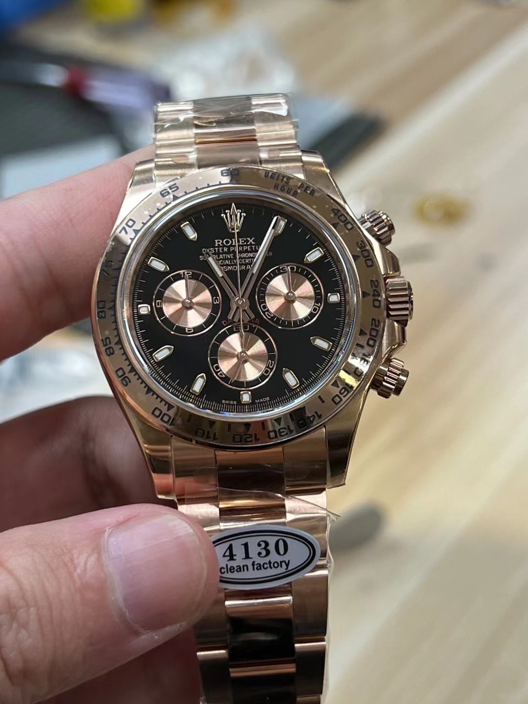Victory Factory Rolex Dayt2ona 116505 Rose Gold Case Bracelet Black Dial with Pink Sub Dial DD4130 Movement 0 Clean Factory Rolex Dayt2ona 116505 Rose Gold Case Bracelet Black Dial with Pink Sub Dial DD4130 Movement 0