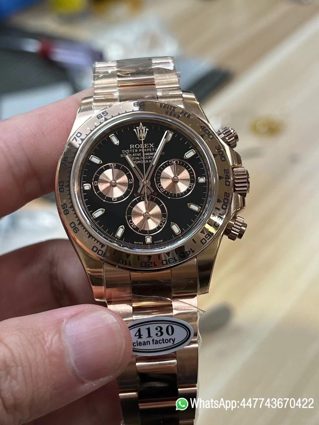 Super Clone Rolex Dayt2ona 116505 Rose Gold Case Bracelet Black Dial with Pink Sub Dial DD4130 Movement 0 Super Clone Rolex Dayt2ona 116505 Rose Gold Case Bracelet Black Dial with Pink Sub Dial DD4130 Movement 0