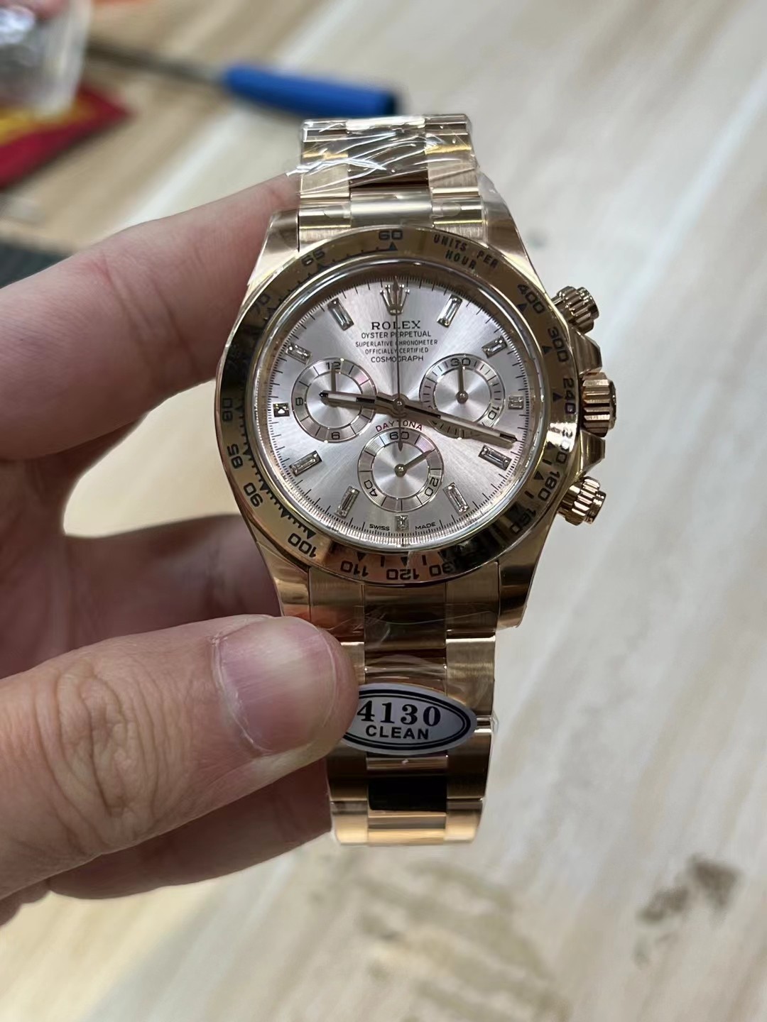 Victory Factory Rolex Daytona 116505 Full Rose Gold Case Bracelet Rose Gold Dial with Diamonds Markers DD4130 Movement 01 Clean Factory Rolex Daytona 116505 Full Rose Gold Case Bracelet Rose Gold Dial with Diamonds Markers DD4130 Movement 01