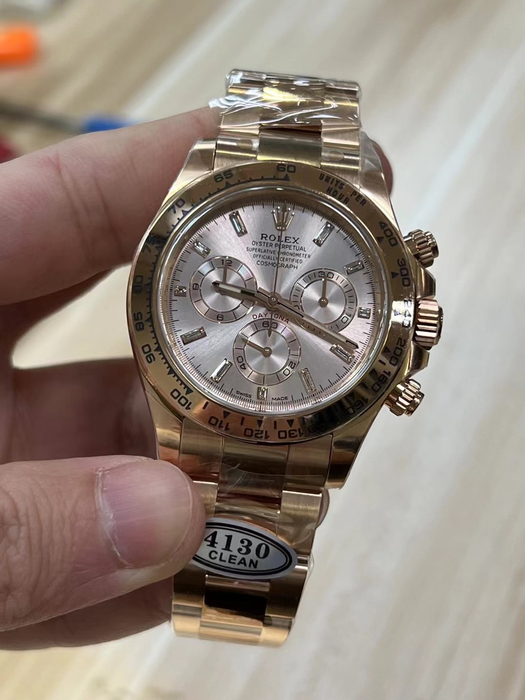 Victory Factory Rolex Daytona 116505 Full Rose Gold Case Bracelet Rose Gold Dial with Diamonds Markers DD4130 Movement 03 Clean Factory Rolex Daytona 116505 Full Rose Gold Case Bracelet Rose Gold Dial with Diamonds Markers DD4130 Movement 03