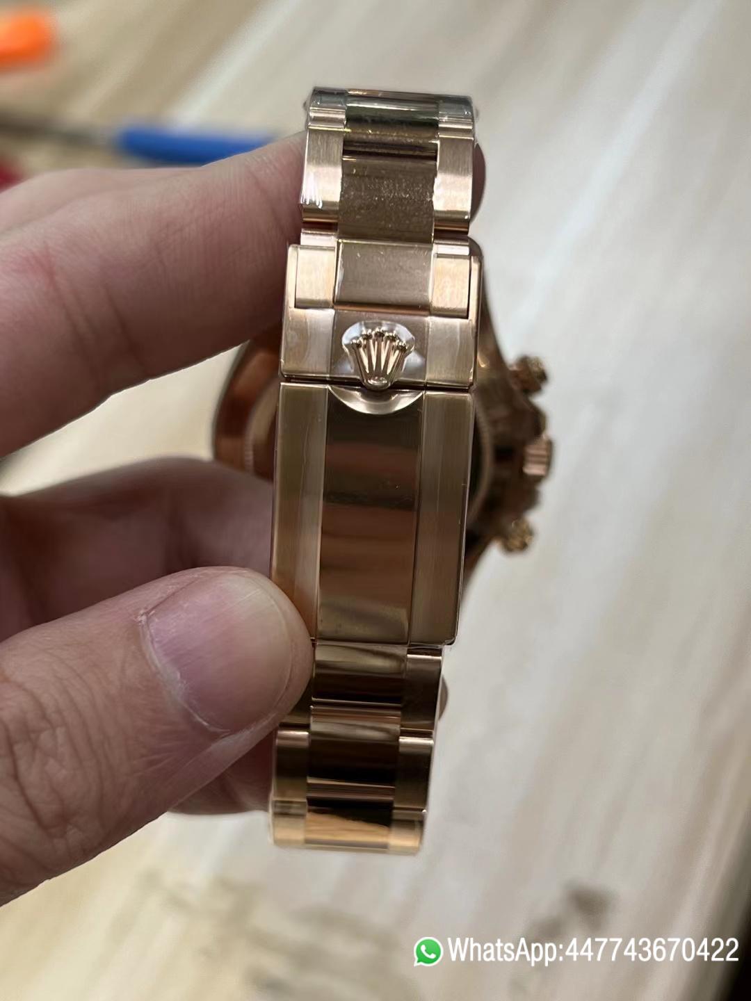 Super Clone Rolex Daytona 116505 Full Rose Gold Case Bracelet Rose Gold Dial with Diamonds Markers DD4130 Movement 06 Super Clone Rolex Daytona 116505 Full Rose Gold Case Bracelet Rose Gold Dial with Diamonds Markers DD4130 Movement 06