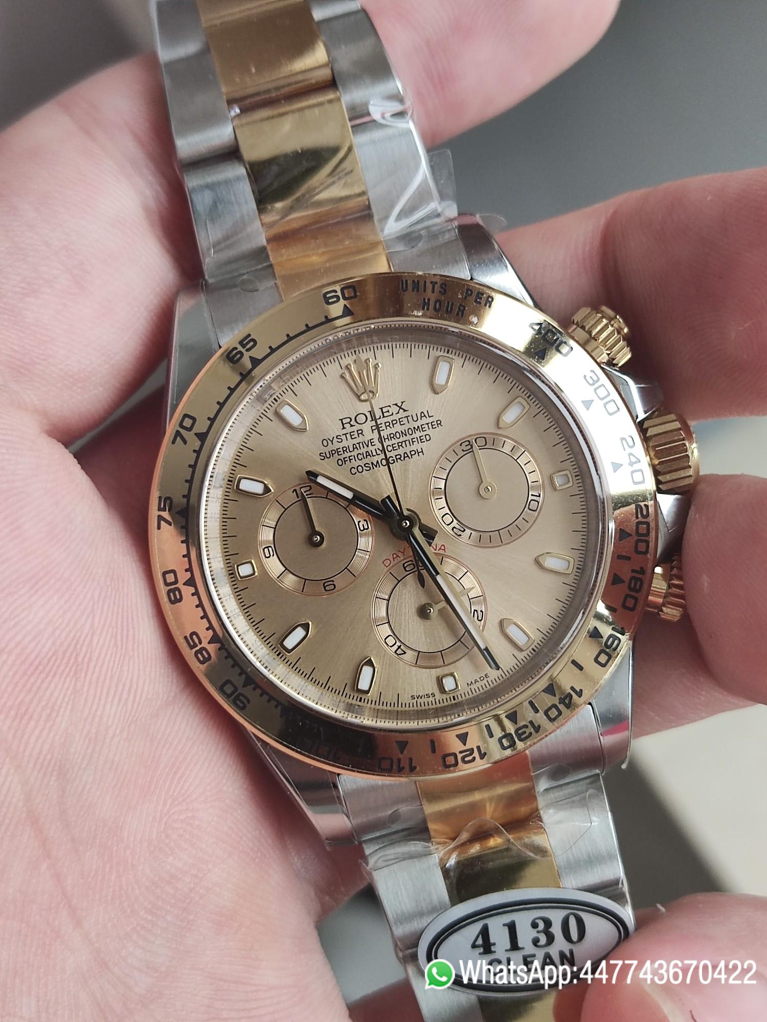 Super Clone Watch Rolex Daytona 116503 Yellow Gold Steel Two Tone Braclet Champagne Dial Stick Markers 02 Super Clone Watch Rolex Daytona 116503 Yellow Gold Steel Two Tone Braclet Champagne Dial Stick Markers 02