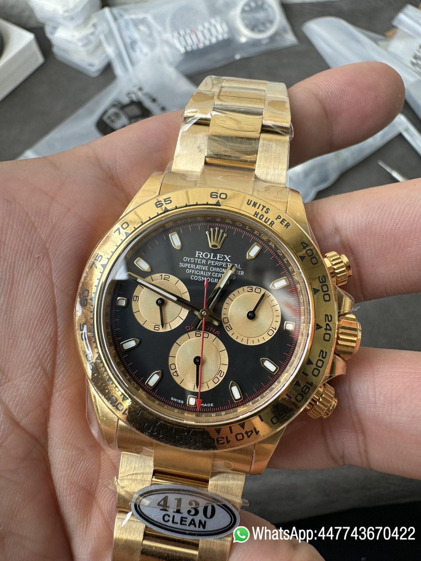 Super Clone Daytona 116508 Yellow Gold Case Bracelet Black Dial with Yellow Sub Dial Red Chrono Second Hand DD4131 Movement 03 Super Clone Daytona 116508 Yellow Gold Case Bracelet Black Dial with Yellow Sub Dial Red Chrono Second Hand DD4131 Movement 03