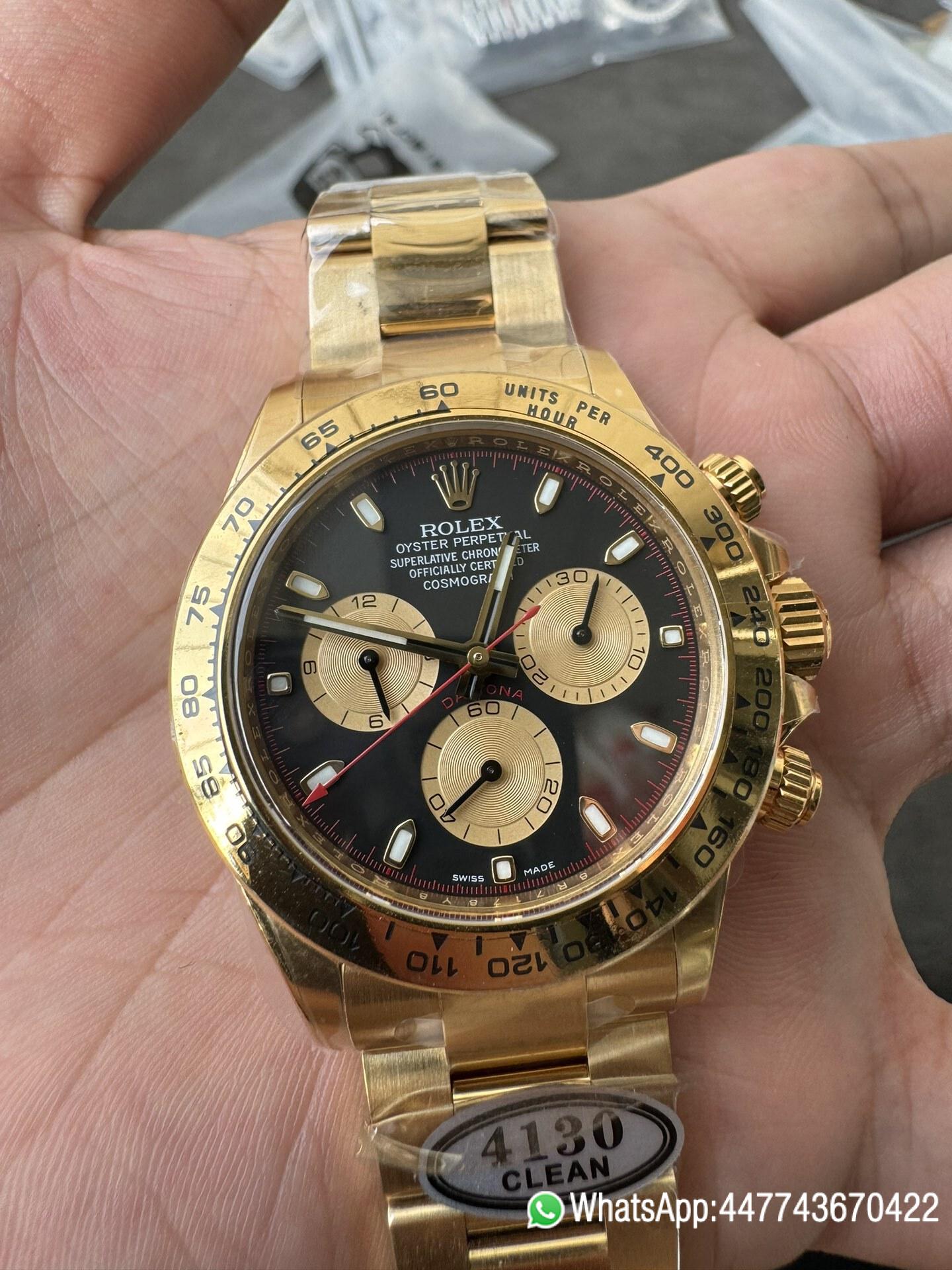 Super Clone Daytona 116508 Yellow Gold Case Bracelet Black Dial with Yellow Sub Dial Red Chrono Second Hand DD4131 Movement 05 Super Clone Daytona 116508 Yellow Gold Case Bracelet Black Dial with Yellow Sub Dial Red Chrono Second Hand DD4131 Movement 05