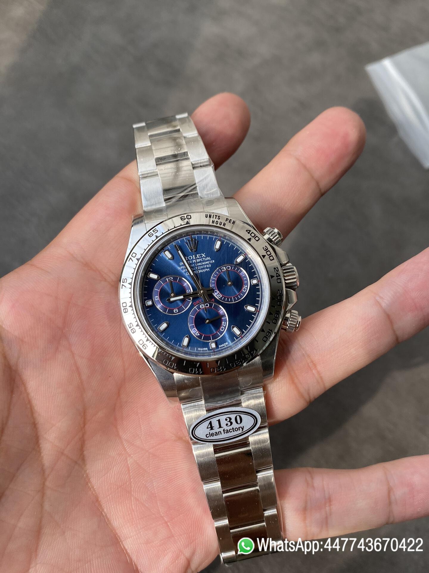 Super Clone Daytona 116509 Blue Dial 904L Steel Case Oyster Bracelet SuperClone DanDong 4130 Movement 01 Super Clone Daytona 116509 Blue Dial 904L Steel Case Oyster Bracelet SuperClone DanDong 4130 Movement 01