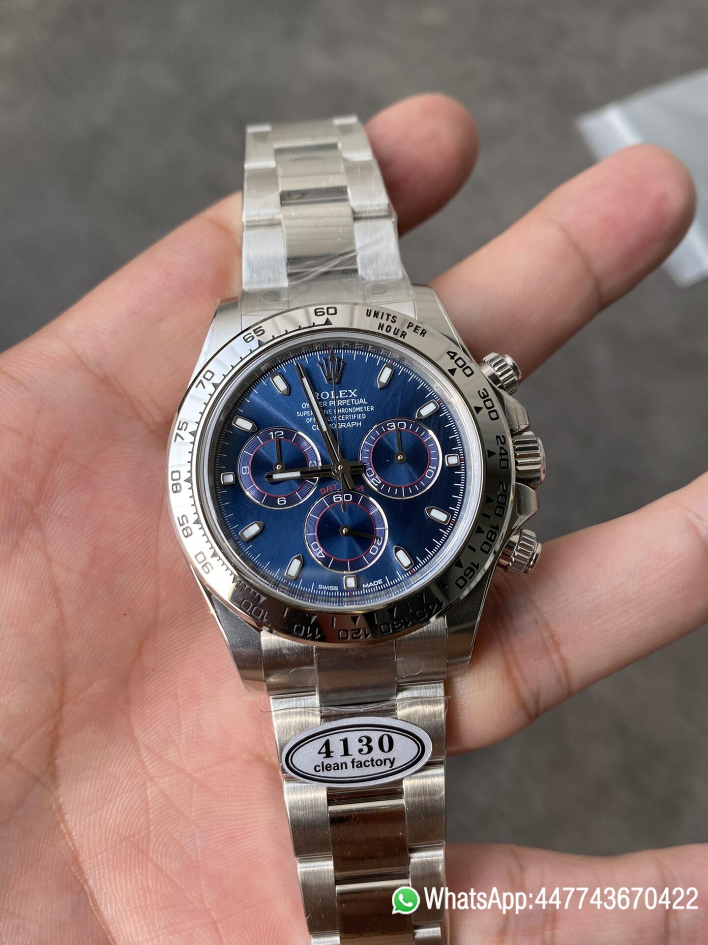 Super Clone Daytona 116509 Blue Dial 904L Steel Case Oyster Bracelet SuperClone DanDong 4130 Movement 02 Super Clone Daytona 116509 Blue Dial 904L Steel Case Oyster Bracelet SuperClone DanDong 4130 Movement 02