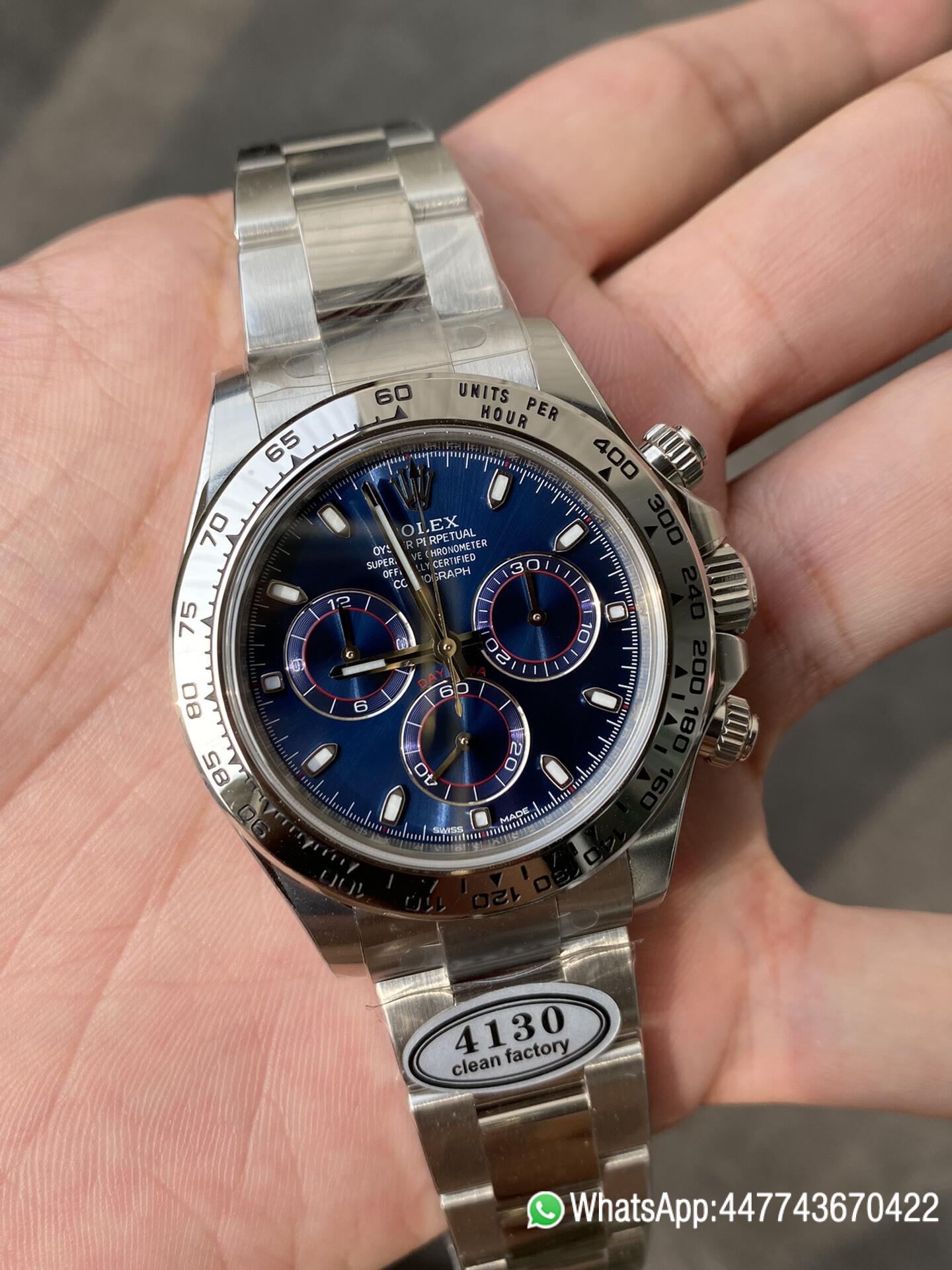 Super Clone Daytona 116509 Blue Dial 904L Steel Case Oyster Bracelet SuperClone DanDong 4130 Movement 03 Super Clone Daytona 116509 Blue Dial 904L Steel Case Oyster Bracelet SuperClone DanDong 4130 Movement 03