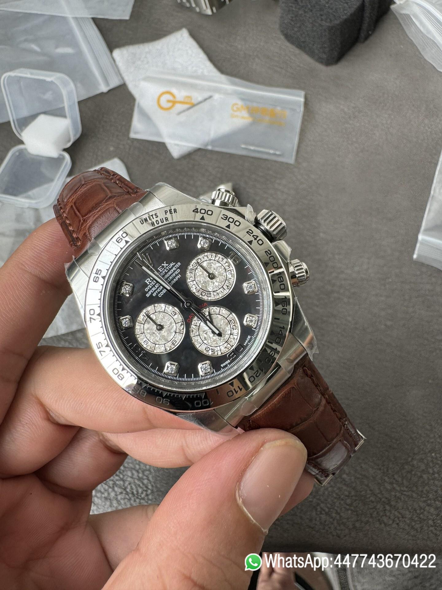 Super Clone Daytona 116519 Tahitian MOP Dial with Diamonds Markers DD 4130 Movement Alligator Leather Strap 01 Super Clone Daytona 116519 Tahitian MOP Dial with Diamonds Markers DD 4130 Movement Alligator Leather Strap 01