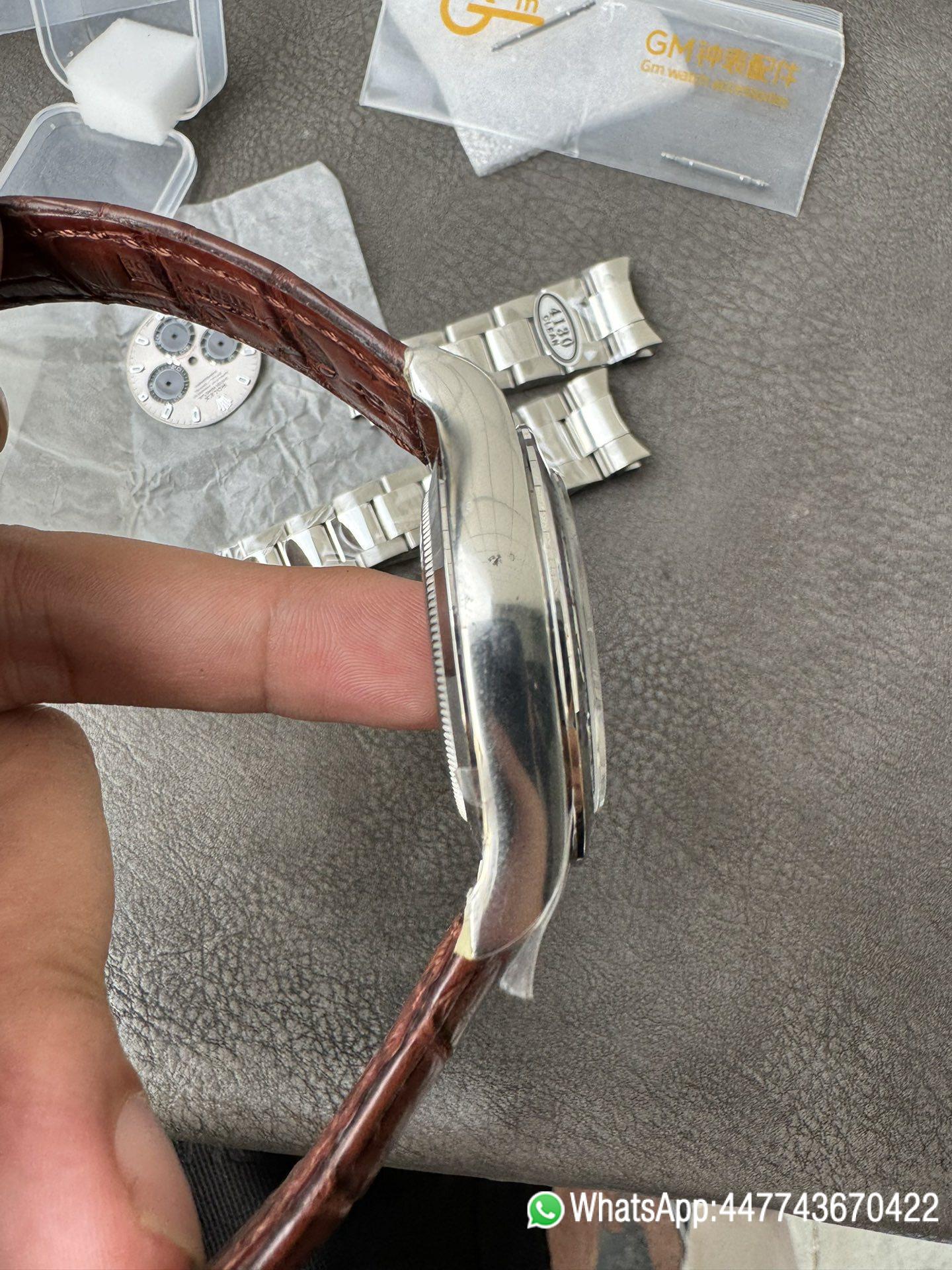 Super Clone Daytona 116519 Tahitian MOP Dial with Diamonds Markers DD 4130 Movement Alligator Leather Strap 06 Super Clone Daytona 116519 Tahitian MOP Dial with Diamonds Markers DD 4130 Movement Alligator Leather Strap 06