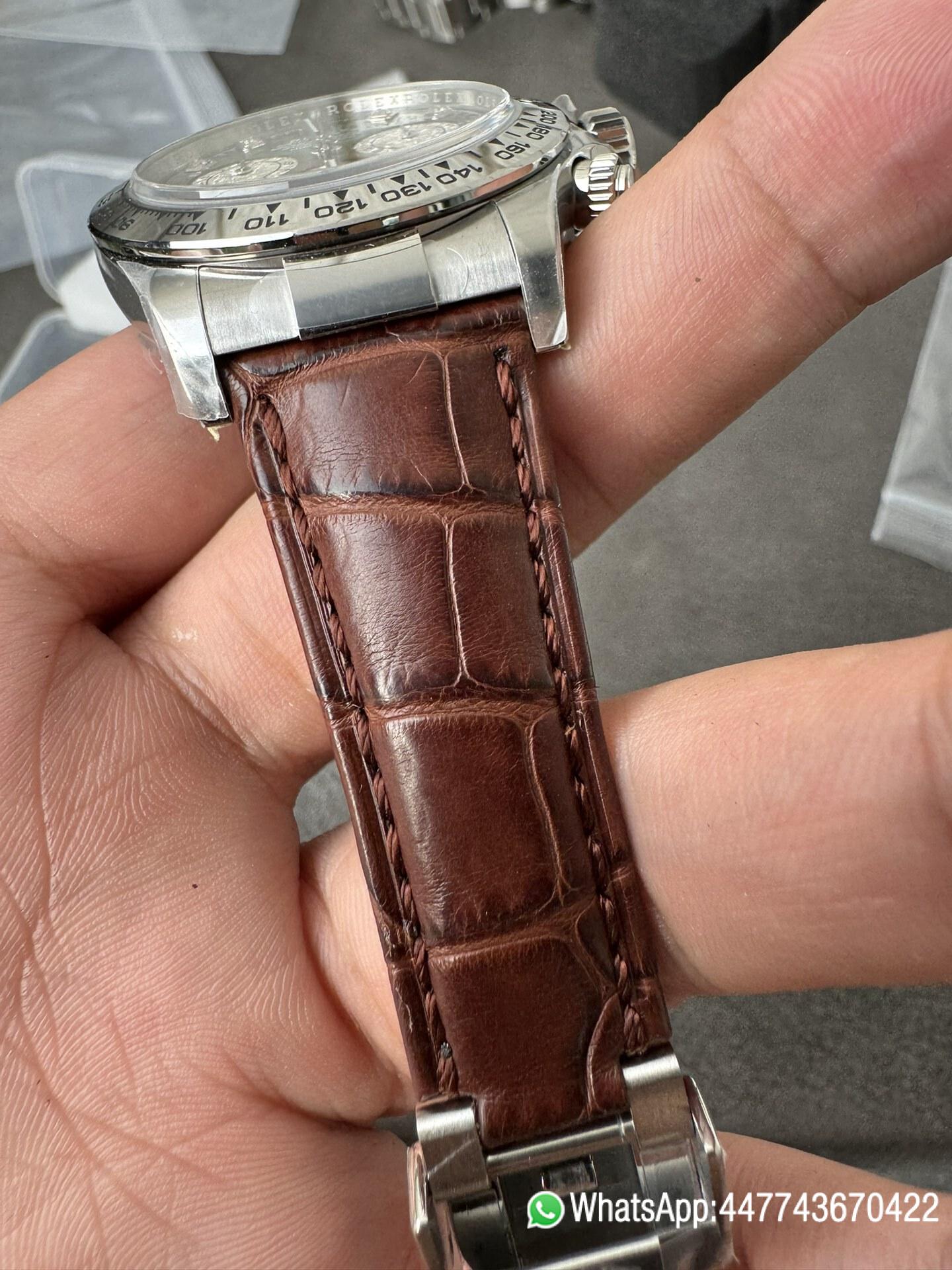 Super Clone Daytona 116519 Tahitian MOP Dial with Diamonds Markers DD 4130 Movement Alligator Leather Strap 08 Super Clone Daytona 116519 Tahitian MOP Dial with Diamonds Markers DD 4130 Movement Alligator Leather Strap 08
