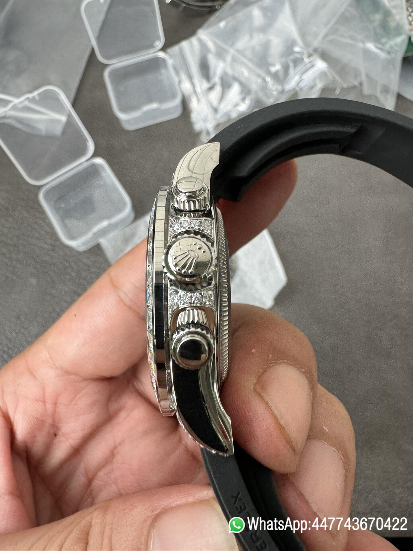 Super Clone Rolex Daytona 126539TBR Diamonds Bezel Silver Dial with Diamonds Markers ShangHai 4131 Caliber 08 Super Clone Rolex Daytona 126539TBR Diamonds Bezel Silver Dial with Diamonds Markers ShangHai 4131 Caliber 08