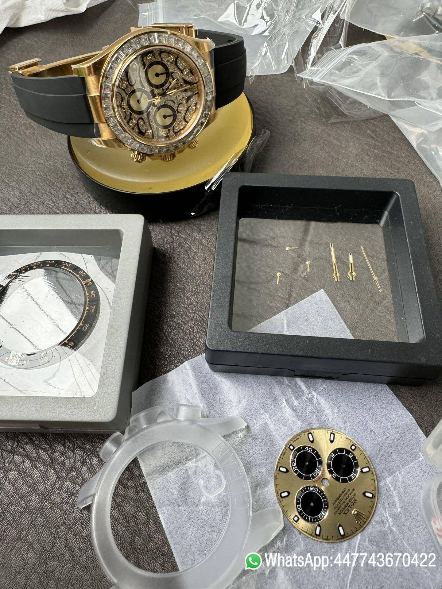 Super Clone Rolex Daytona Eye Of The Tiger 116588TBR Wrapped 18K Yellow Gold Diamonds Dial Bezel DD4130 Movement 09 Super Clone Rolex Daytona Eye Of The Tiger 116588TBR Wrapped 18K Yellow Gold Diamonds Dial Bezel DD4130 Movement 09