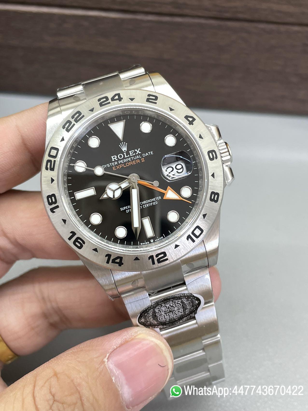 Super Clone Watch Explorer II 226570 Black Dial 904L steel GMT Orange Arrow shaped Hand DanDong 3285 Movement 02 Super Clone Watch Explorer II 226570 Black Dial 904L steel GMT Orange Arrow shaped Hand DanDong 3285 Movement 02