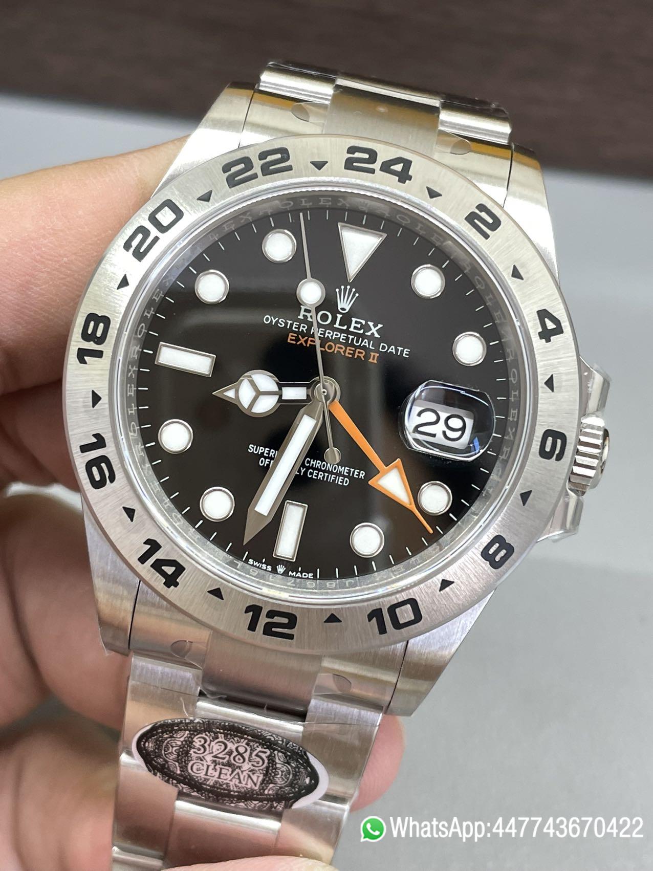 Super Clone Watch Explorer II 226570 Black Dial 904L steel GMT Orange Arrow shaped Hand DanDong 3285 Movement 03 Super Clone Watch Explorer II 226570 Black Dial 904L steel GMT Orange Arrow shaped Hand DanDong 3285 Movement 03