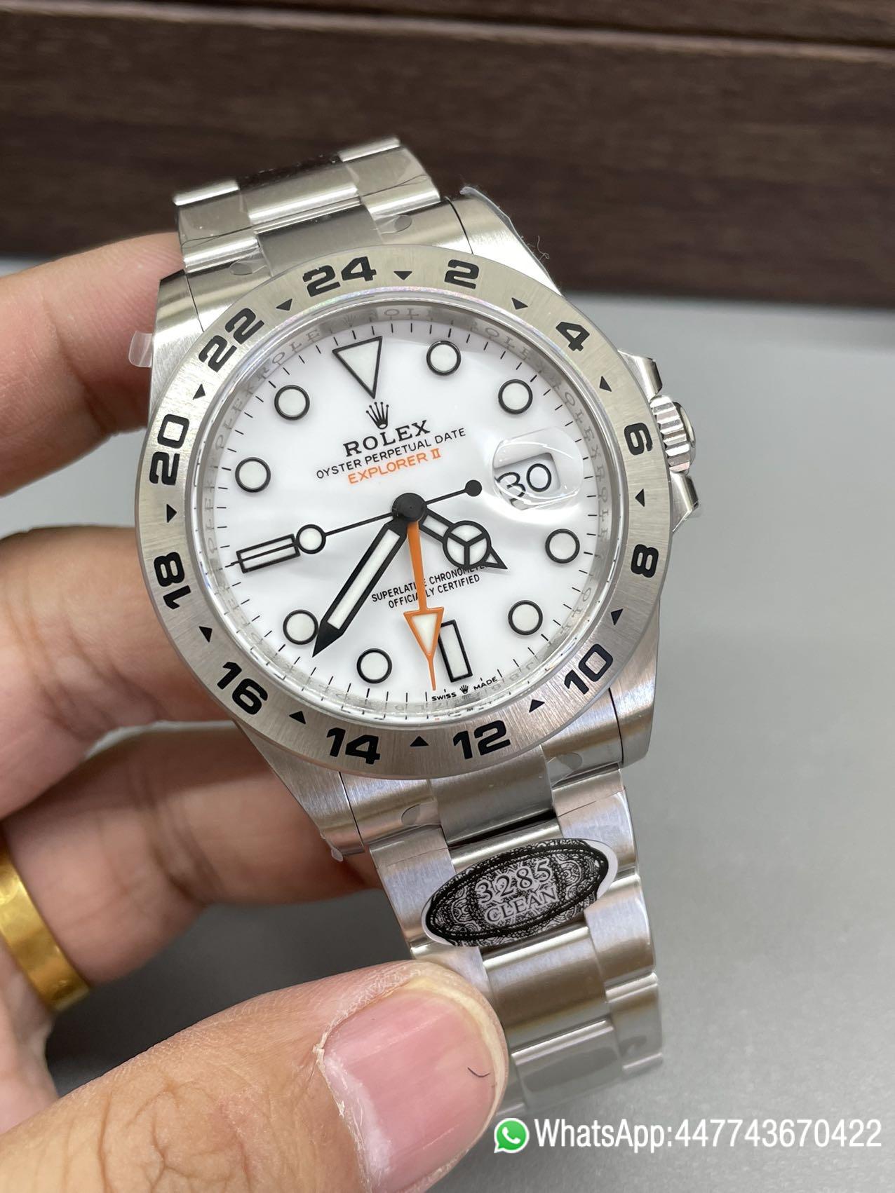 Super Clone Watch Explorer II 226570 White Dial 904L Steel GMT Orange Arrow shaped Hand DanDong 3285 Movement 02 Super Clone Watch Explorer II 226570 White Dial 904L Steel GMT Orange Arrow shaped Hand DanDong 3285 Movement 02