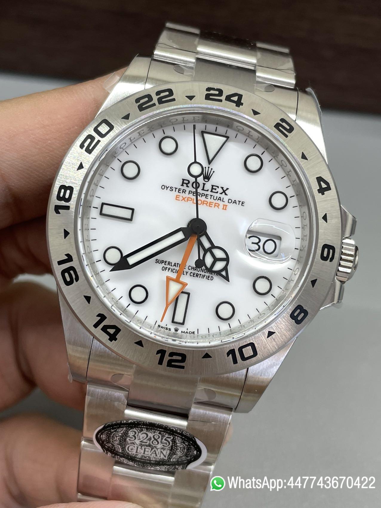 Super Clone Watch Explorer II 226570 White Dial 904L Steel GMT Orange Arrow shaped Hand DanDong 3285 Movement 03 Super Clone Watch Explorer II 226570 White Dial 904L Steel GMT Orange Arrow shaped Hand DanDong 3285 Movement 03