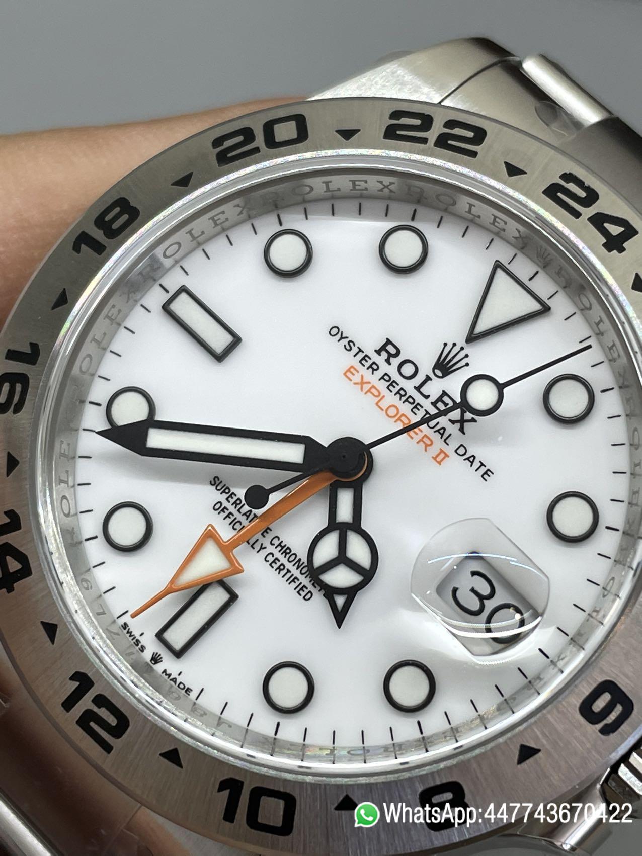 Super Clone Watch Explorer II 226570 White Dial 904L Steel GMT Orange Arrow shaped Hand DanDong 3285 Movement 04 Super Clone Watch Explorer II 226570 White Dial 904L Steel GMT Orange Arrow shaped Hand DanDong 3285 Movement 04