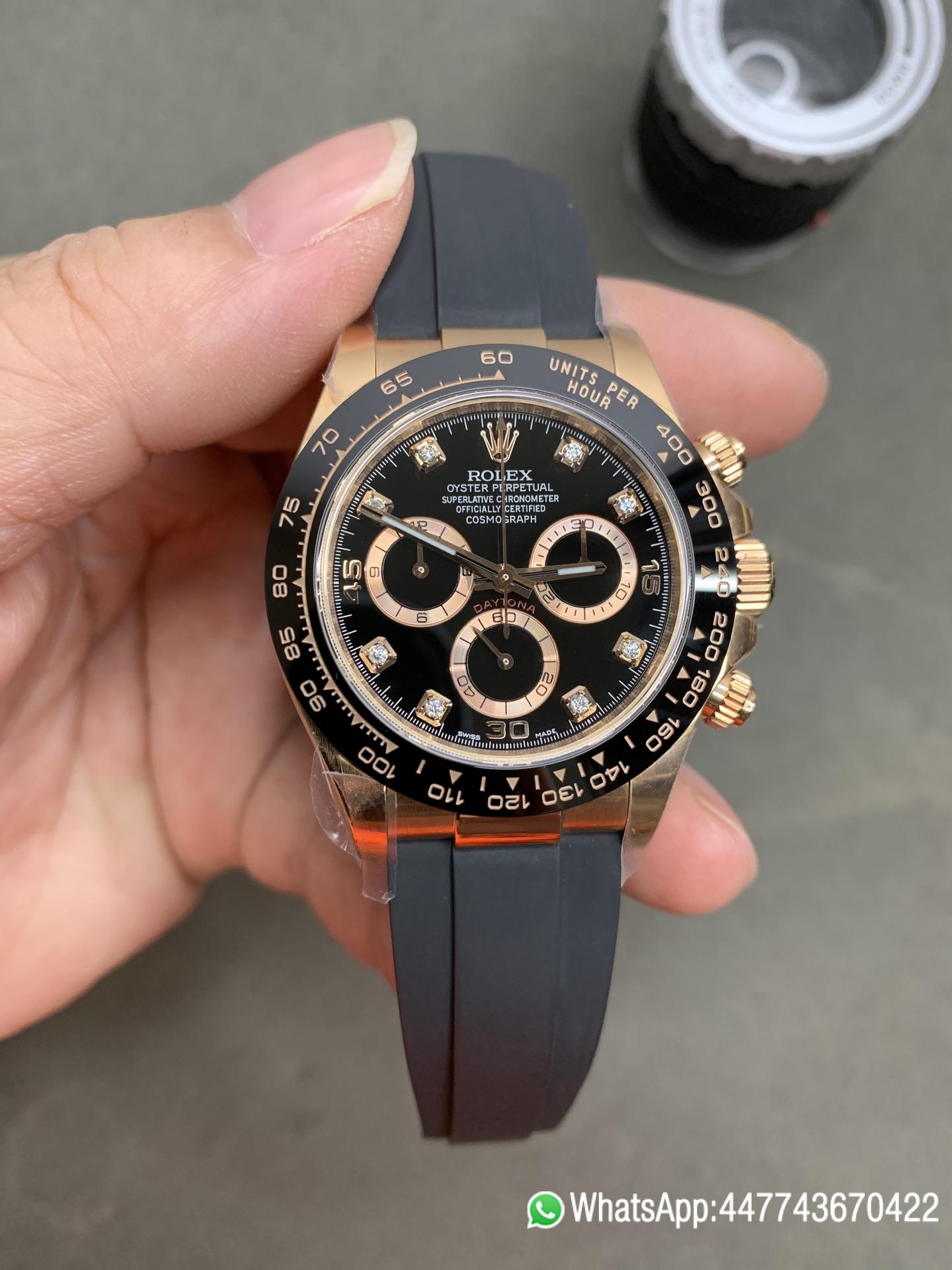 CF Daytona 116515 Rose Gold Case Black Dial with Diamonds Markers on Oysterflex Strap DanDong 4130 Movement 01 CF Daytona 116515 Rose Gold Case Black Dial with Diamonds Markers on Oysterflex Strap DanDong 4130 Movement 01
