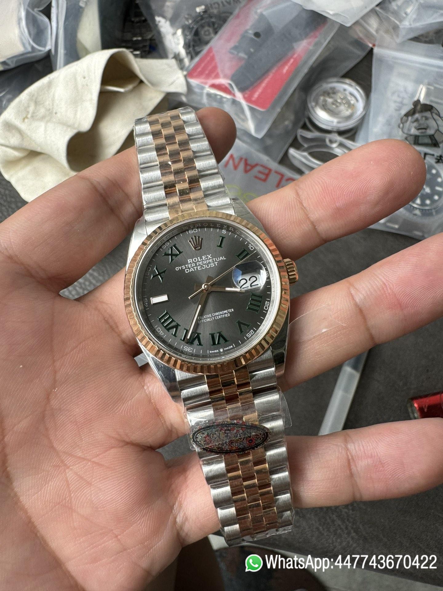 Super Clone DateJust 36mm 126231 Wimbledon 904L Steel Grey Dial Green Roman Marker Two Tone Jubilee Bracelet SH3235 Movement 01 Super Clone DateJust 36mm 126231 Wimbledon 904L Steel Grey Dial Green Roman Marker Two Tone Jubilee Bracelet SH3235 Movement 01