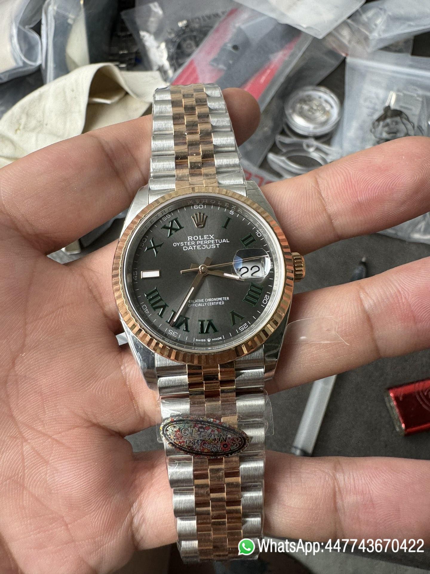 Super Clone DateJust 36mm 126231 Wimbledon 904L Steel Grey Dial Green Roman Marker Two Tone Jubilee Bracelet SH3235 Movement 02 Super Clone DateJust 36mm 126231 Wimbledon 904L Steel Grey Dial Green Roman Marker Two Tone Jubilee Bracelet SH3235 Movement 02