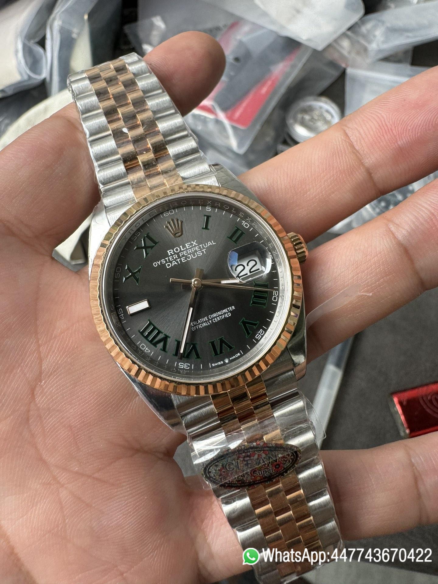 Super Clone DateJust 36mm 126231 Wimbledon 904L Steel Grey Dial Green Roman Marker Two Tone Jubilee Bracelet SH3235 Movement 03 Super Clone DateJust 36mm 126231 Wimbledon 904L Steel Grey Dial Green Roman Marker Two Tone Jubilee Bracelet SH3235 Movement 03