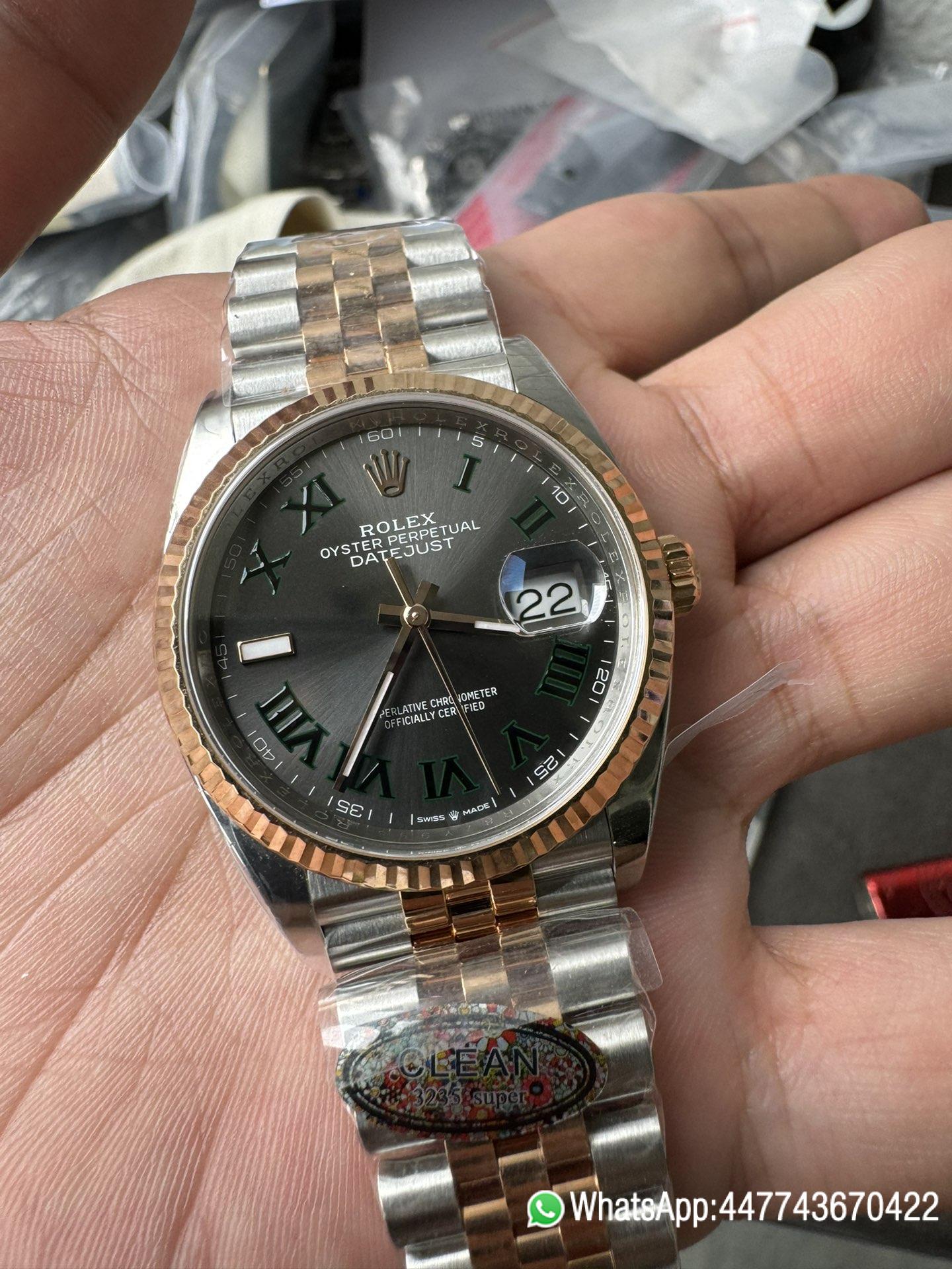 Super Clone DateJust 36mm 126231 Wimbledon 904L Steel Grey Dial Green Roman Marker Two Tone Jubilee Bracelet SH3235 Movement 04 Super Clone DateJust 36mm 126231 Wimbledon 904L Steel Grey Dial Green Roman Marker Two Tone Jubilee Bracelet SH3235 Movement 04
