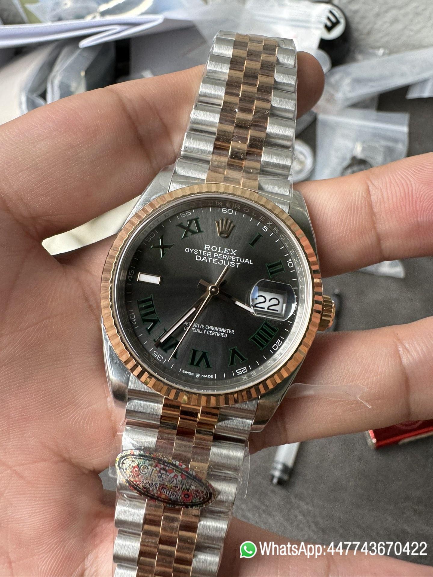 Super Clone DateJust 36mm 126231 Wimbledon 904L Steel Grey Dial Green Roman Marker Two Tone Jubilee Bracelet SH3235 Movement 05 Super Clone DateJust 36mm 126231 Wimbledon 904L Steel Grey Dial Green Roman Marker Two Tone Jubilee Bracelet SH3235 Movement 05
